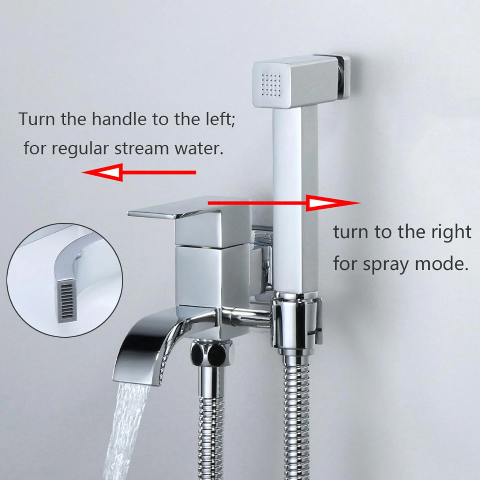 Bidet słuchawka prysznicowa do toalety, chromowana, mosiądz, montaż ścienny, kran zimna woda z wężem 1,5 m, na balkon, do łazienki