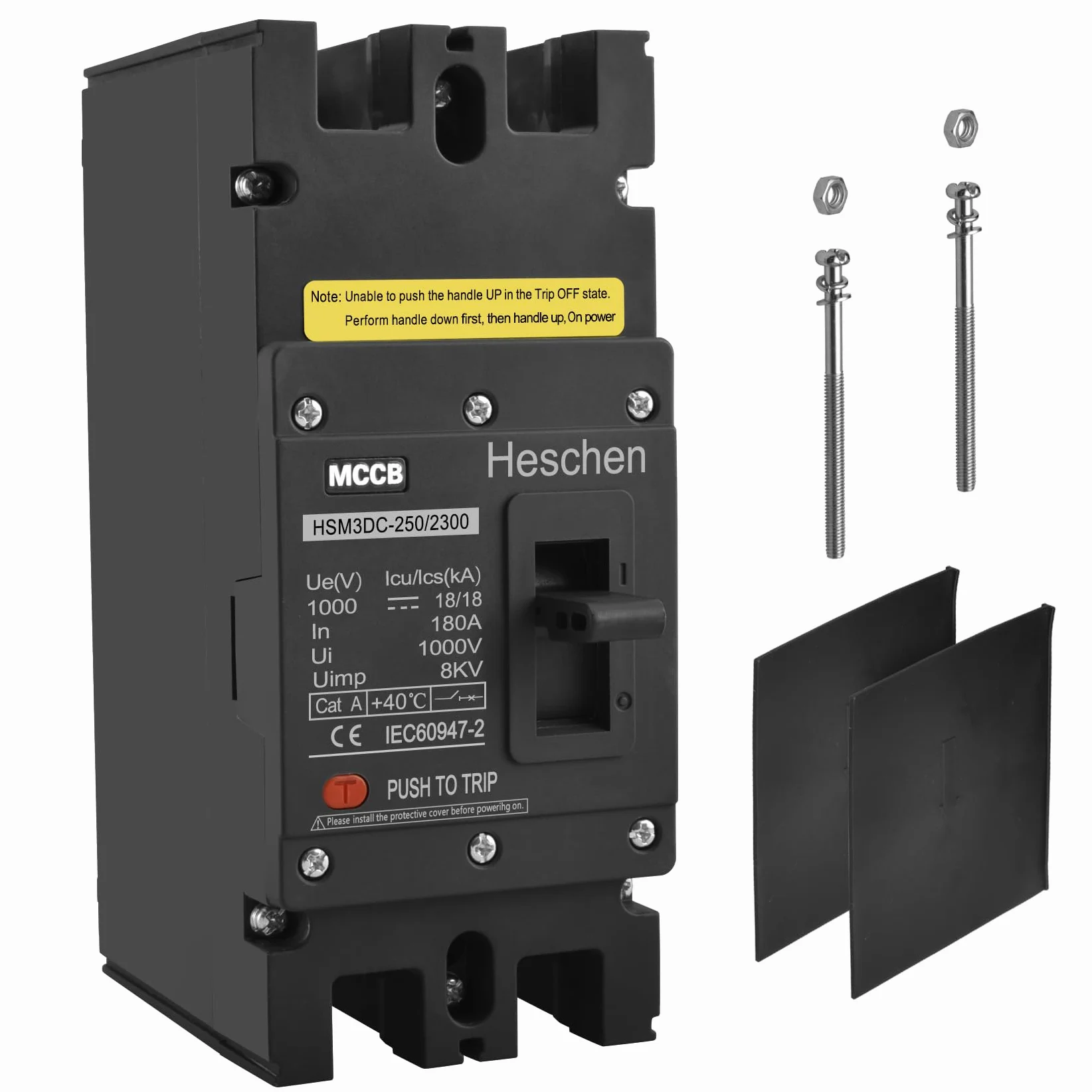 Heschen Wyłącznik DC MCCB, HSM3DC-250, 2-biegunowy, DC1000V 180A, wyłącznik fotowoltaiczny, do instalacji solarnych PV, moduły solarne, system sieciowy