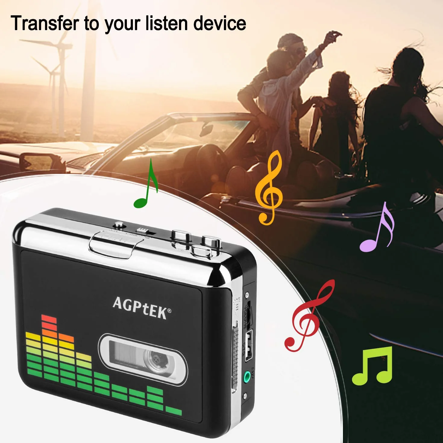 MYPIN przenośny odtwarzacz kasetowy, odtwarzacz audio USB, Walkman, konwerter taśmowy na MP3, retro, ze słuchawkami, nie ma potrzeby automatycznego cofania komputera
