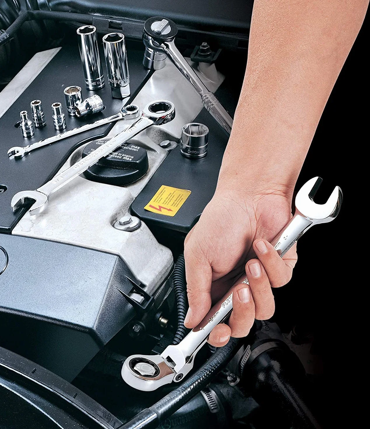 GearWrench 9901D 72-zębowy 12-punktowy zestaw kluczy płasko-oczkowych z grzechotką, 12 szt.