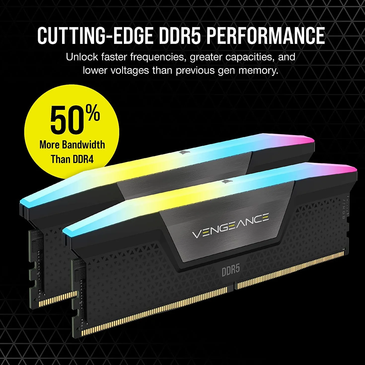 CORSAIR VENGEANCE RGB DDR5 32GB (2x16GB) 6400MHz CL36 Intel XMP iCUE czarna CMH32GX5M2B6400C36