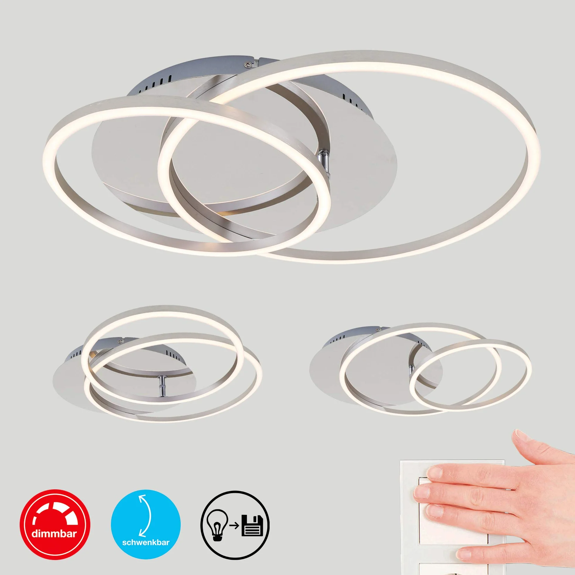 Briloner Leuchten Lampa Sufitowa LED, Srebrny, 40 W