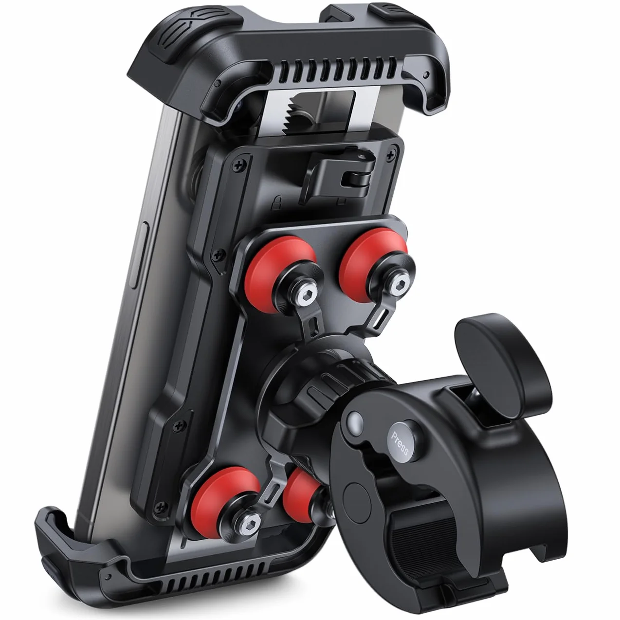 Lamicall Uchwyt na telefon do motocykla z podwójną antywstrząsową dla iPhone 16 15 14 13 12 Pro Max Plus Mini Samsung 4,7-6,7" Czerwony