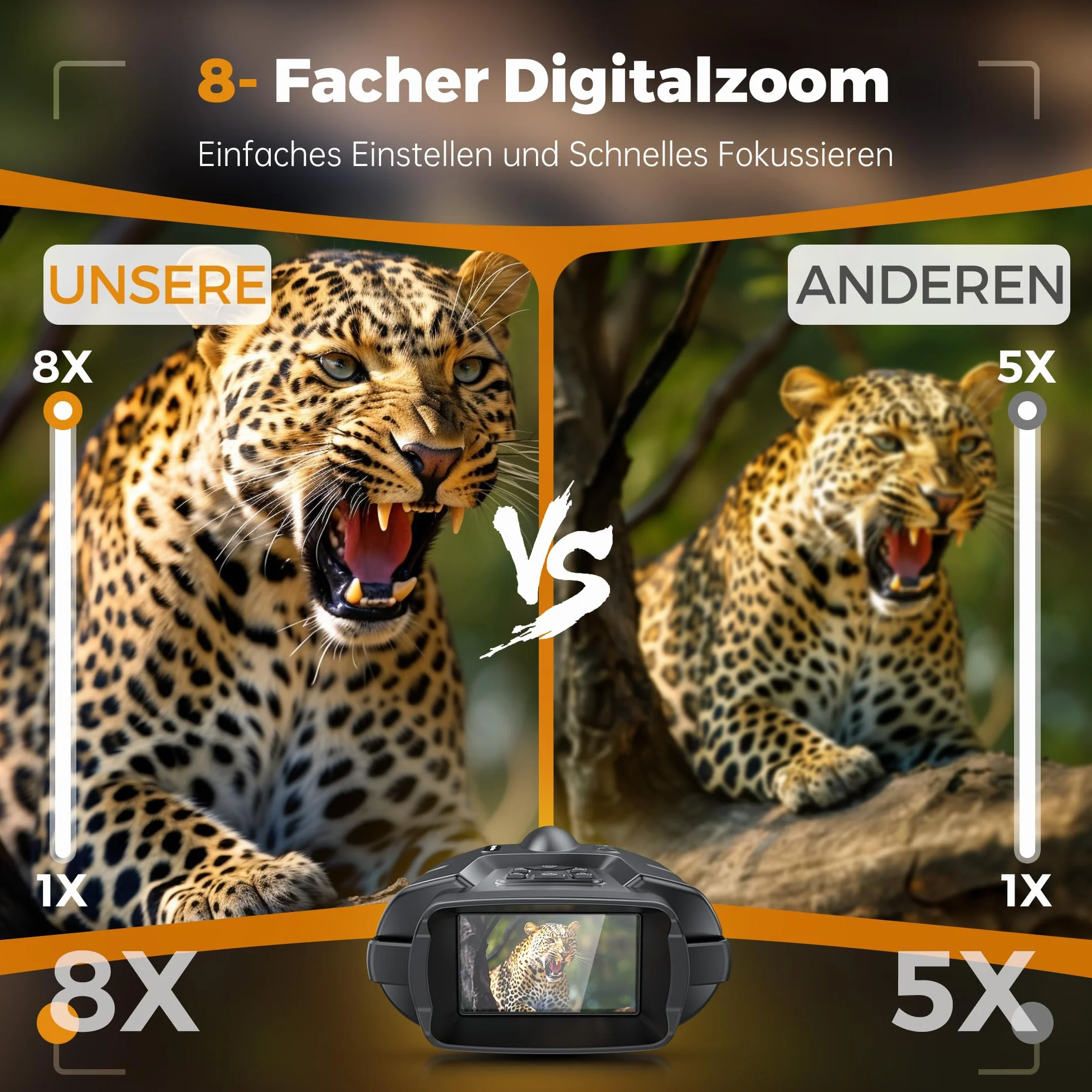 Noktowizor 4K 5000 mAh 3" 600 m 8x cyfrowy zoom IP65 z kartą TF 32 GB