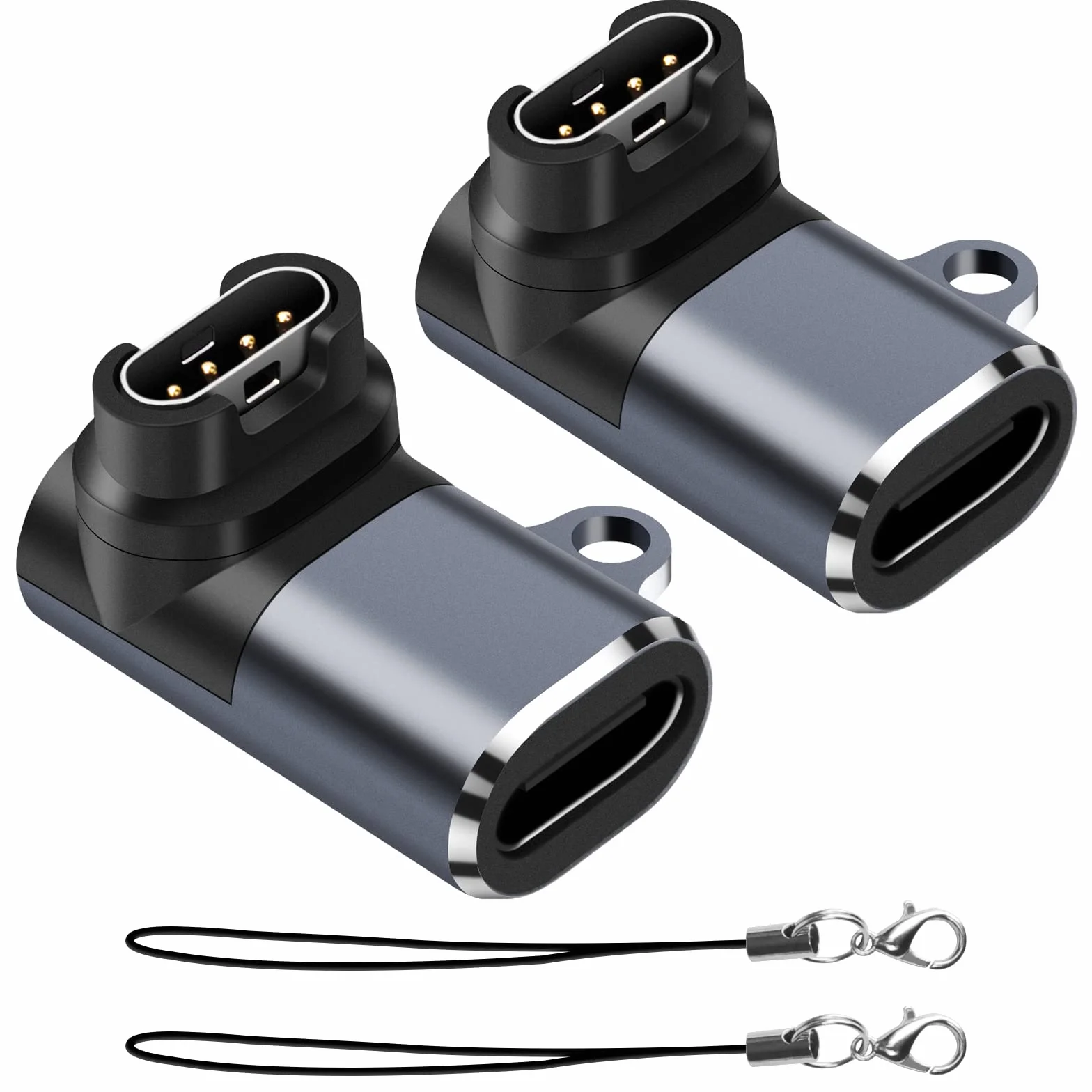 Adapter do ładowania zegarka, 2 sztuki, gniazdo USB typu C na wtyczkę, kompatybilny z Garmin Fenix ​​7/7S/7X/6/6X/6S i więcej