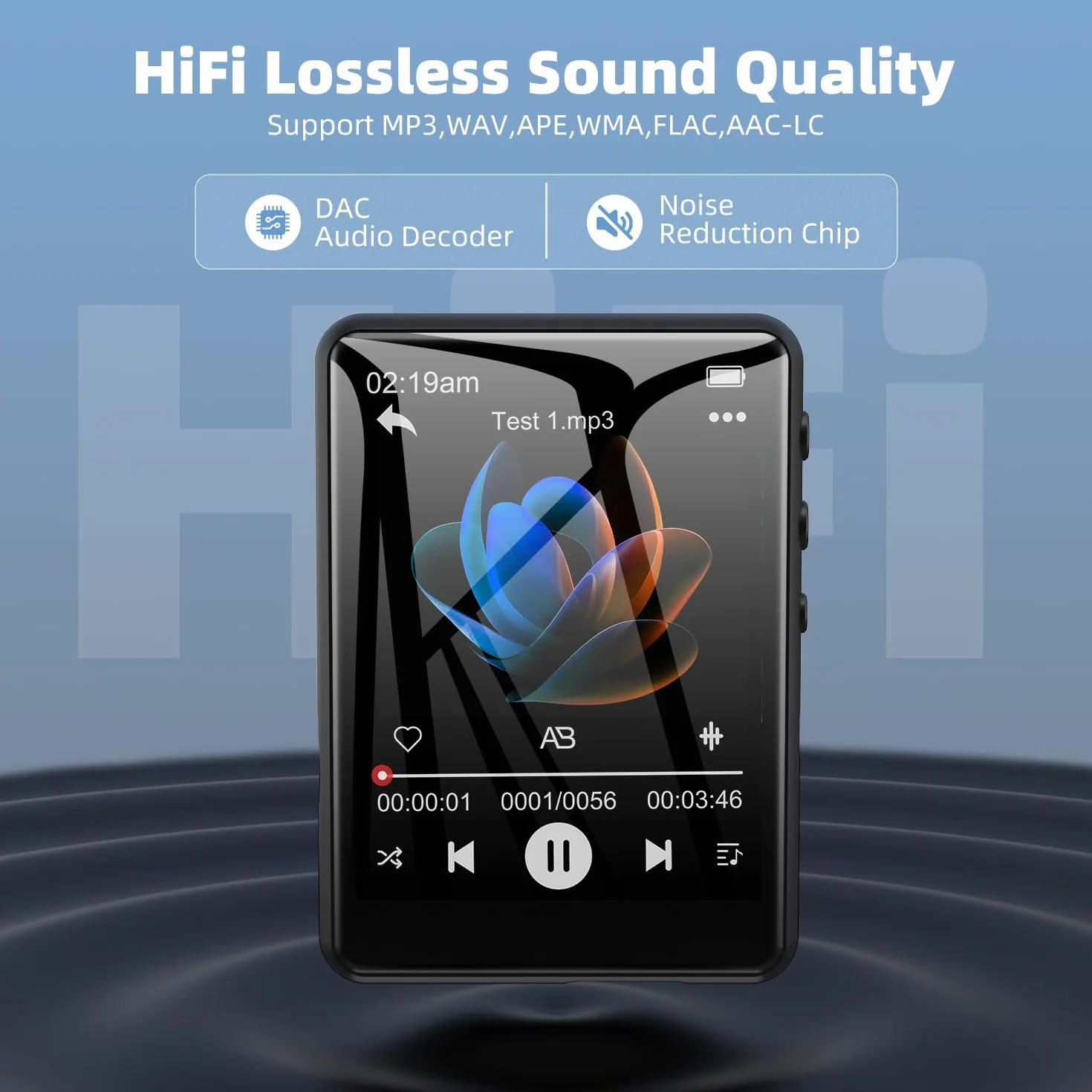 Odtwarzacz MP3 Bluetooth 5.3 2.4" ekran dotykowy 64GB przenośny radio FM nagrywanie głosu
