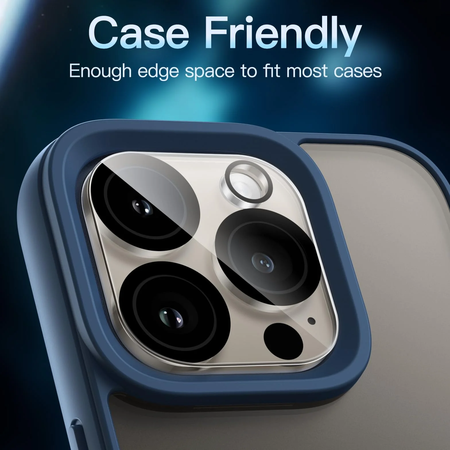 JETech Osłona Obiektywu Aparatu iPhone 16 Pro 6,3 Cala iPhone 16 Pro Max 6,9 Cala 9H Szkło Hartowane 3 Sztuki