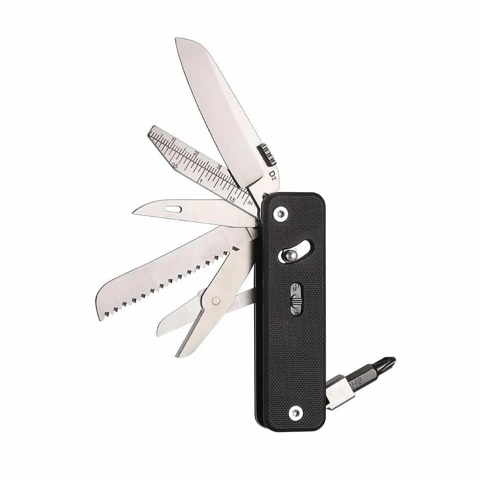 ROXON S503G Flex Companion Tool modułowa konstrukcja i regulowane narzędzie kieszonkowe, wstępnie zainstalowane z 8 ważnymi narzędziami (1/4" bit Driver, ostrze D2, śrubokręt, piła stożkowa, nożyczki