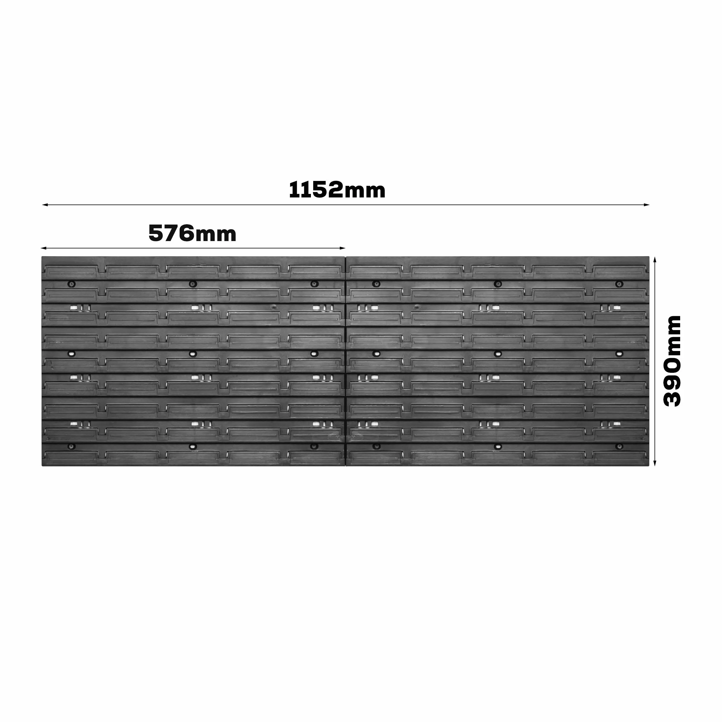 Regał ścienny, 1152 x 390 mm, możliwość układania w stos, regał wiszący, bardzo mocne panele ścienne, regał rozszerzany, regał warsztatowy