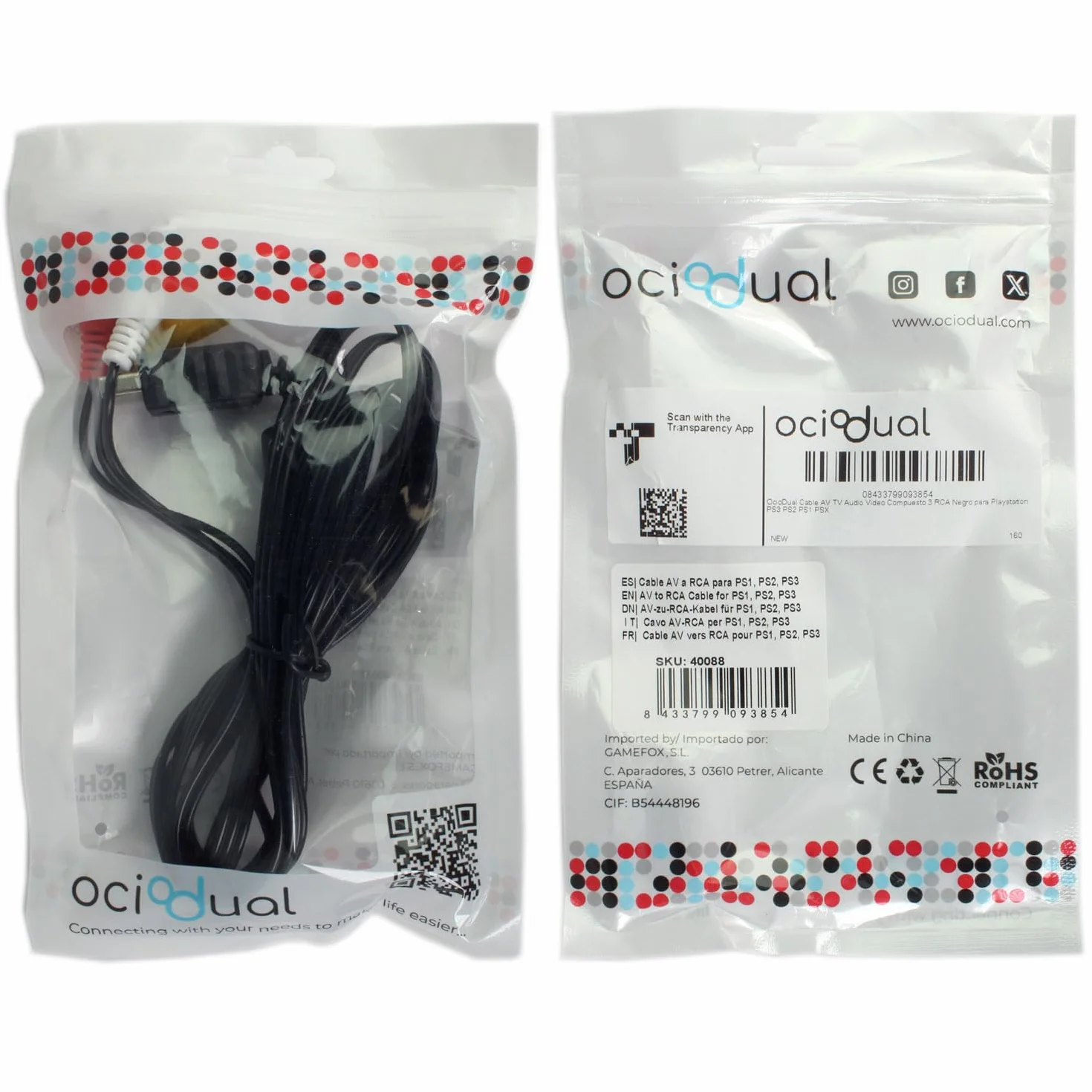Kabel zamienny AV TV audio video composite 3 RCA 1,8 m czarny do PS1 PSX PS2 PS3