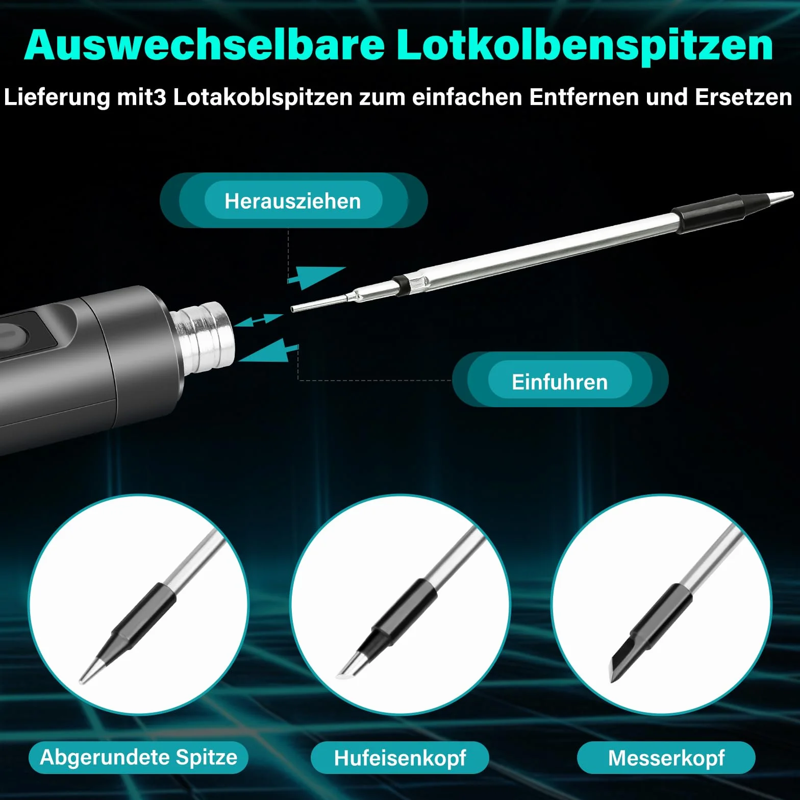 Zestaw lutownicy z podstawką, przenośna bezprzewodowa lutownica z LCD, regulowana temperatura 180-450°C, 3 końcówki lutownicze, do naprawy płytek drukowanych, naprawy spawania, szara
