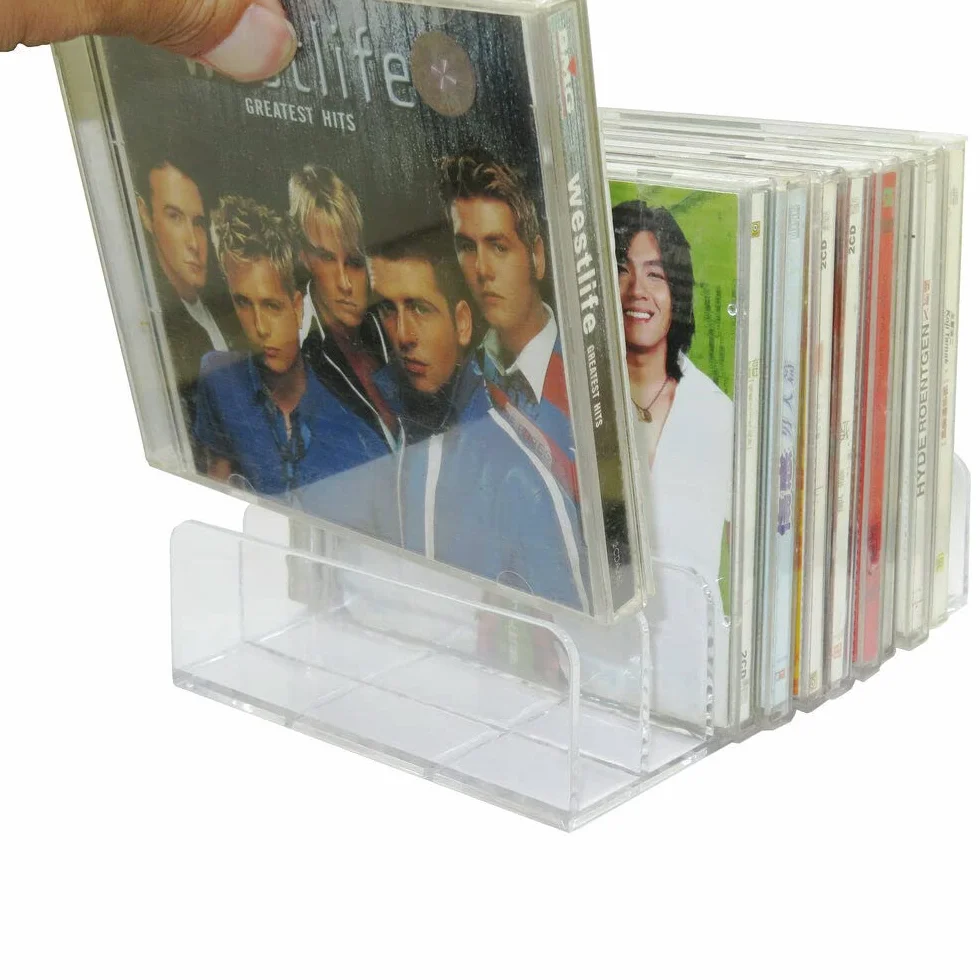 Przezroczysty akrylowy uchwyt na CD DVD pudełko do przechowywania stojak na 14 płyt