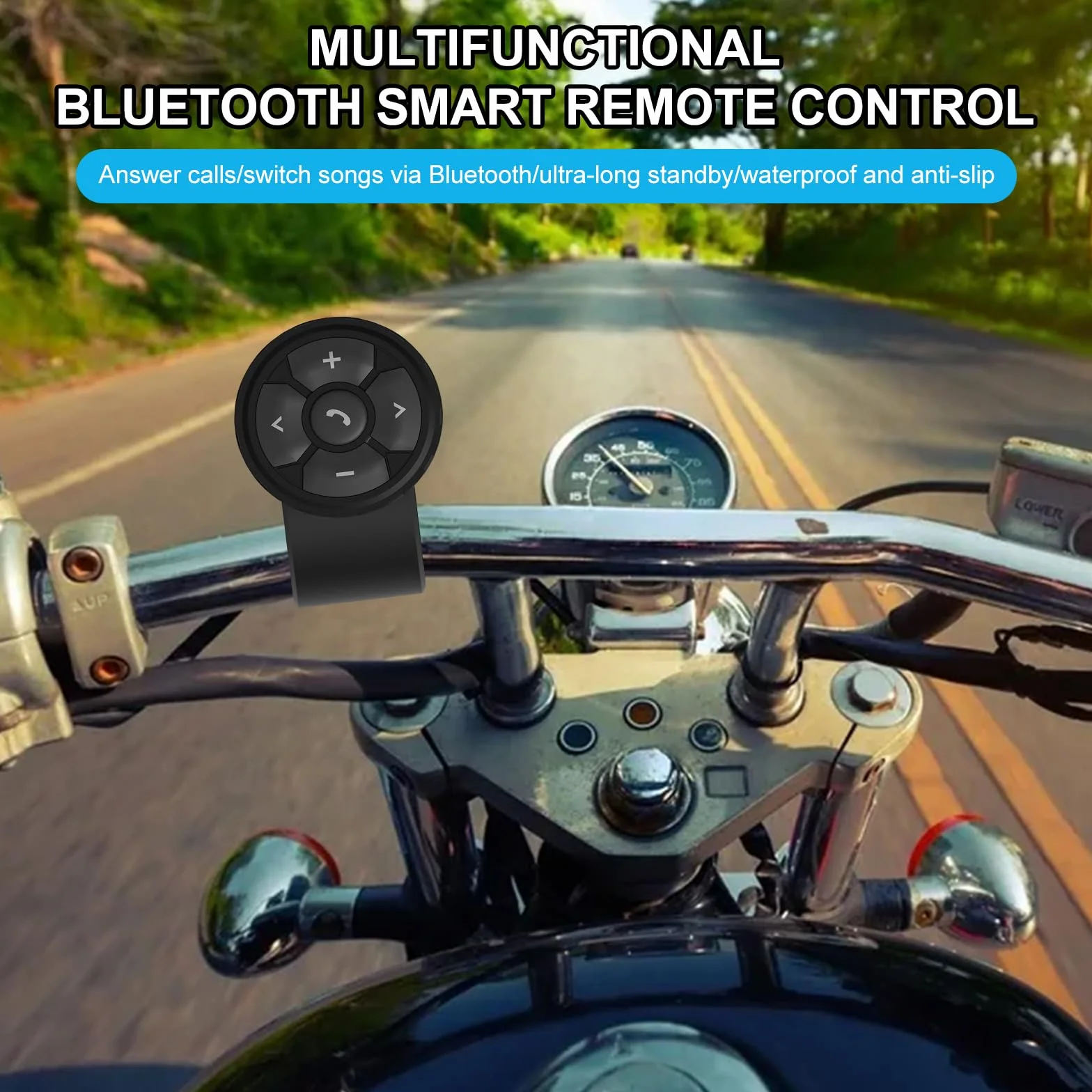 VOBOR Przycisk multimedialny Bluetooth, bezprzewodowy pilot zdalnego sterowania Bluetooth, wodoodporny pasek IP67, kontroler telefonu do motocykla, roweru samochodowego