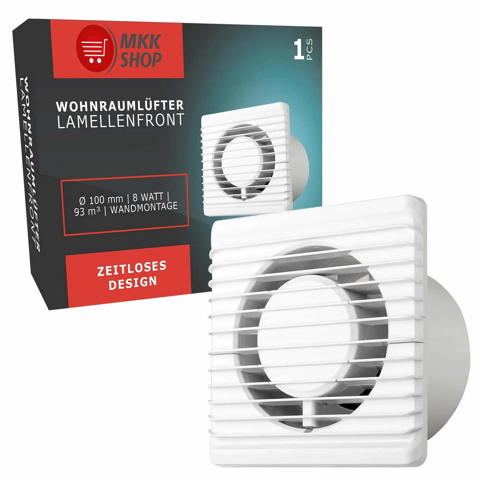 MKK Wentylator łazienkowy Ø 100 mm wentylator do salonu, standard, cicha praca, niskie zużycie energii, nadaje się do łazienek i kuchni Wentylator 28dB/1m 26dB/3m - 93m³/h