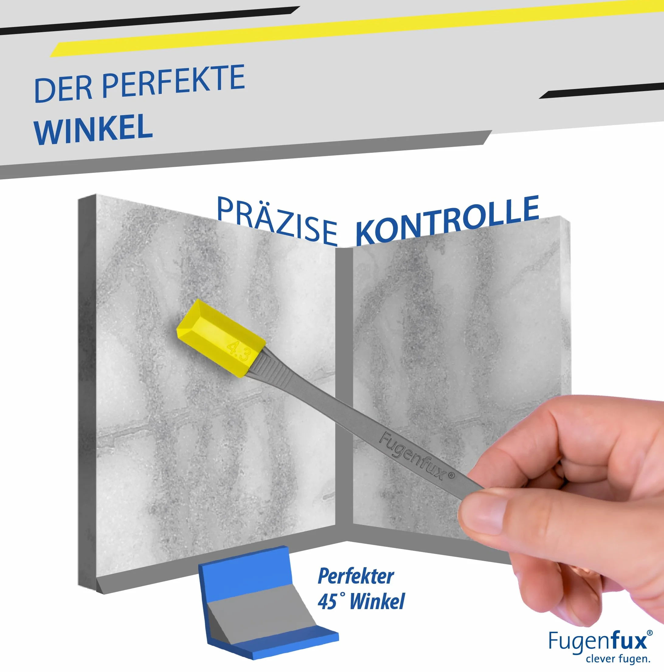 FUGENFUX® Mały nowy | specjalny ściągacz do fug do małych fug | zestaw 2 sztuk w rozmiarach 4,3 i 5,3 mm | rewolucyjna magiczna końcówka do ciasnych miejsc (model 2024)