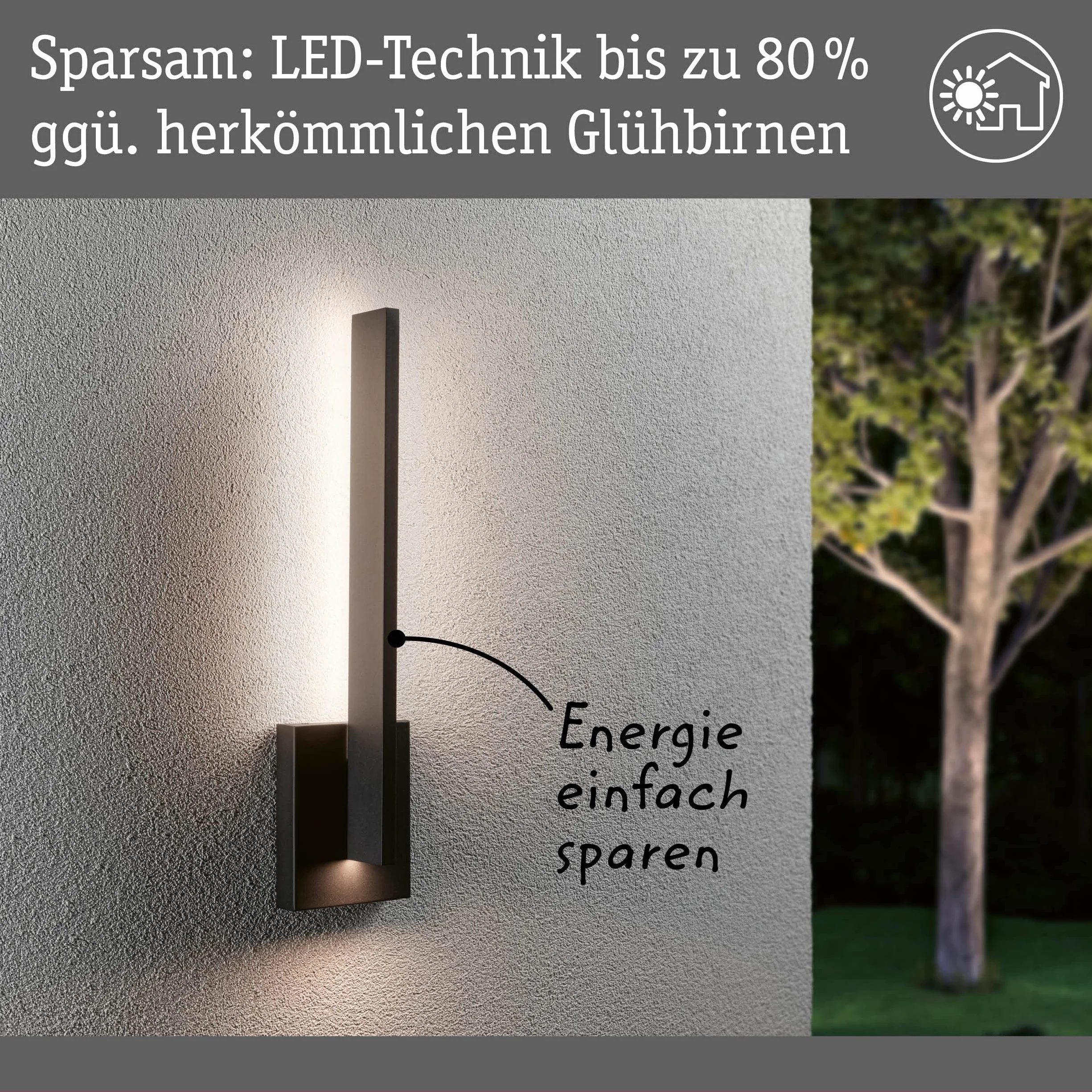 Paulmann 94786 LED oprawa na ścianę zewnętrzną Levka IP44 13,5W 1500lm 485mm możliwość ściemniania antracyt aluminium 3000K – ciepłobiały