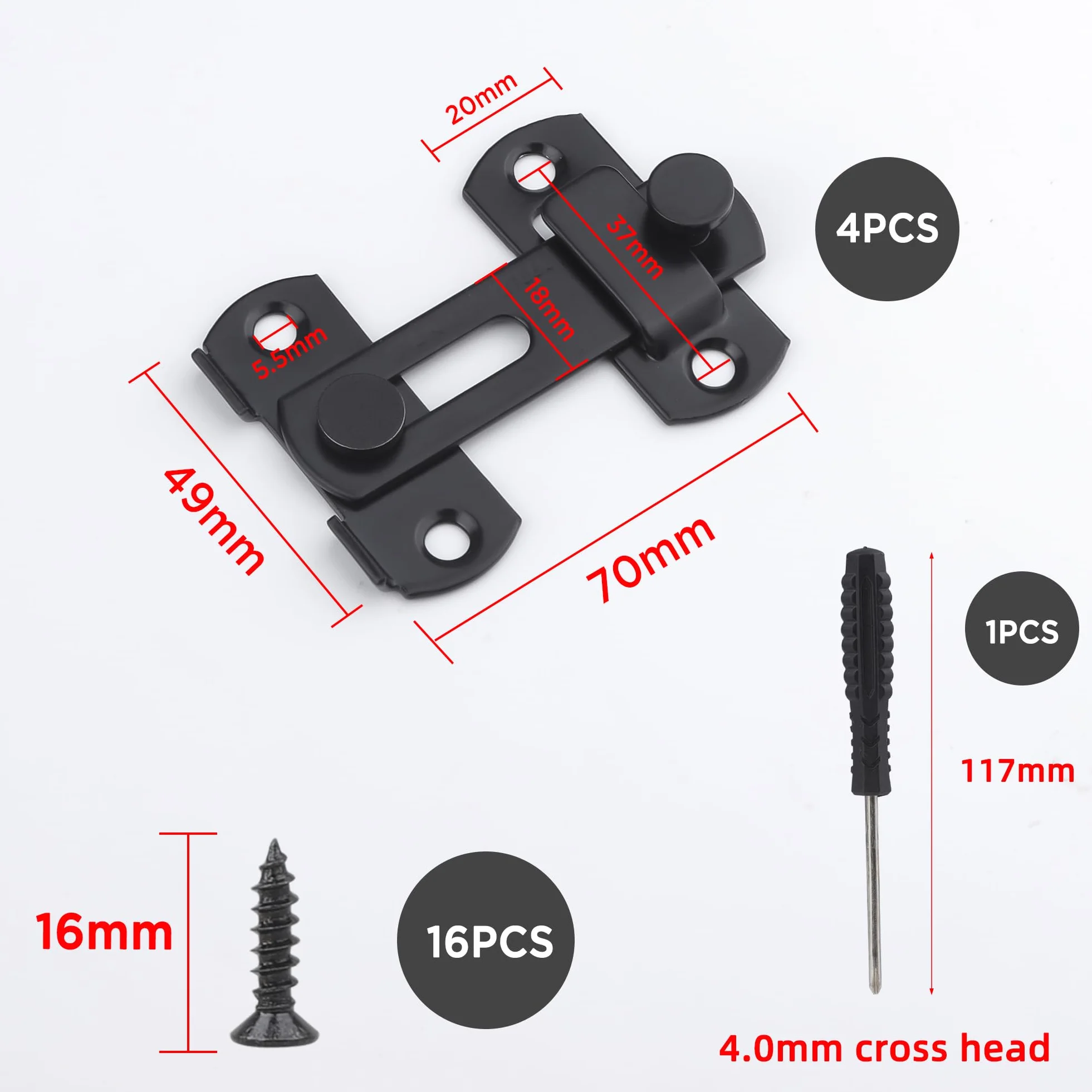 YSDMY rygiel ze stali szlachetnej 4 sztuki zamki do drzwi rygiel zamek czarny rygiel do drzwi 7,6 cm rygiel ze stali szlachetnej do drzwi, okien, ogrodów, łazienek, szaf