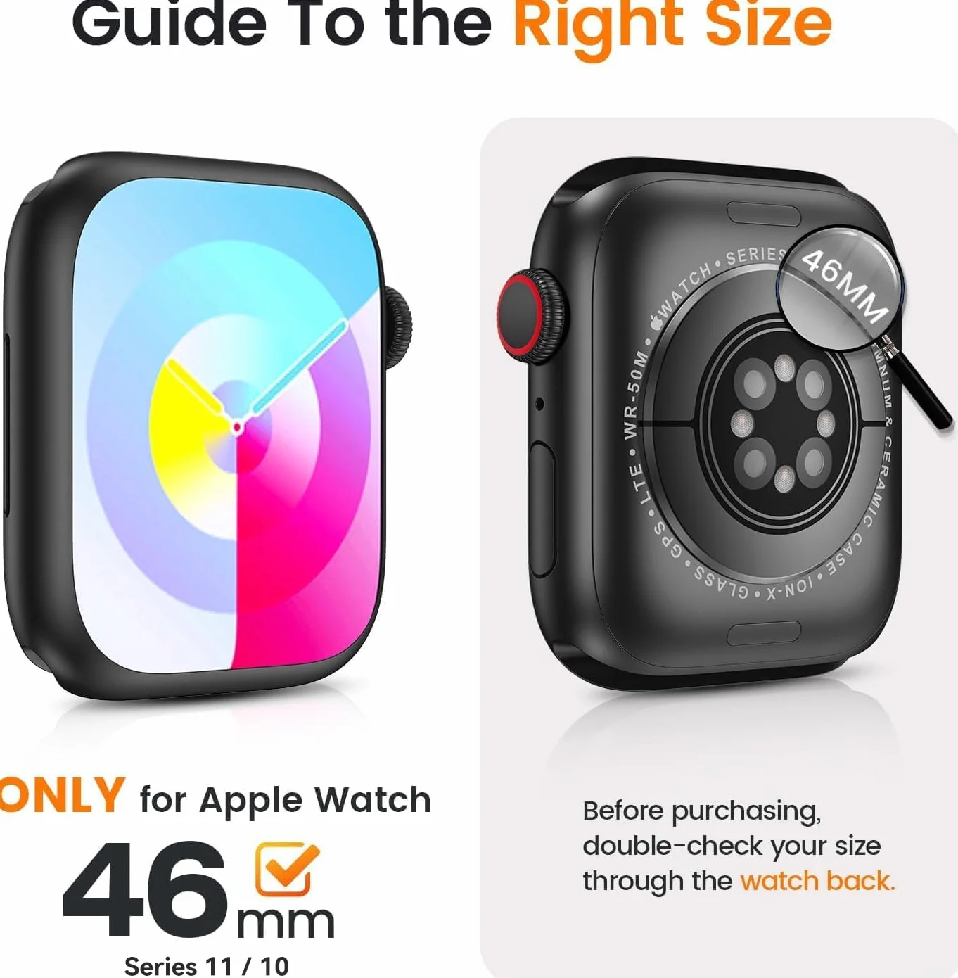 ivoler 3-pak twardych etui PC z osłoną ekranu do Apple Watch Series 10 46 mm (2024), ultracienkie ochronne, 2 przezroczyste + 1 czarne