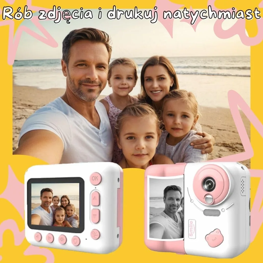Aparat cyfrowy dla dzieci Instantanea SMILE ITEMS z natychmiastowym drukowaniem, 32 GB, różowy