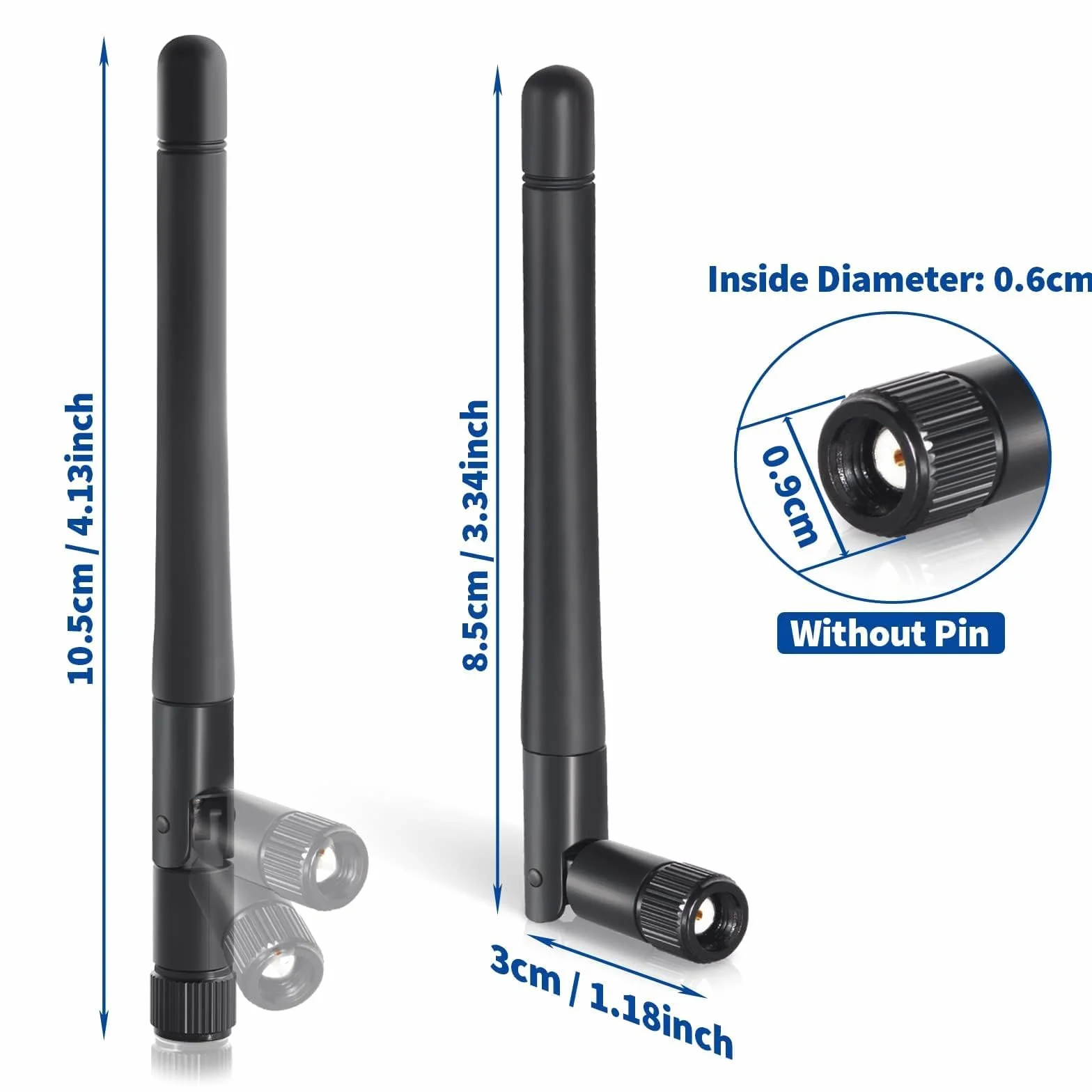 Bingfu Dwuzakresowa antena WiFi 2,4 GHz 5 GHz 5,8 GHz 3dBi MIMO RP-SMA Męska wielokierunkowa 2 pakiety