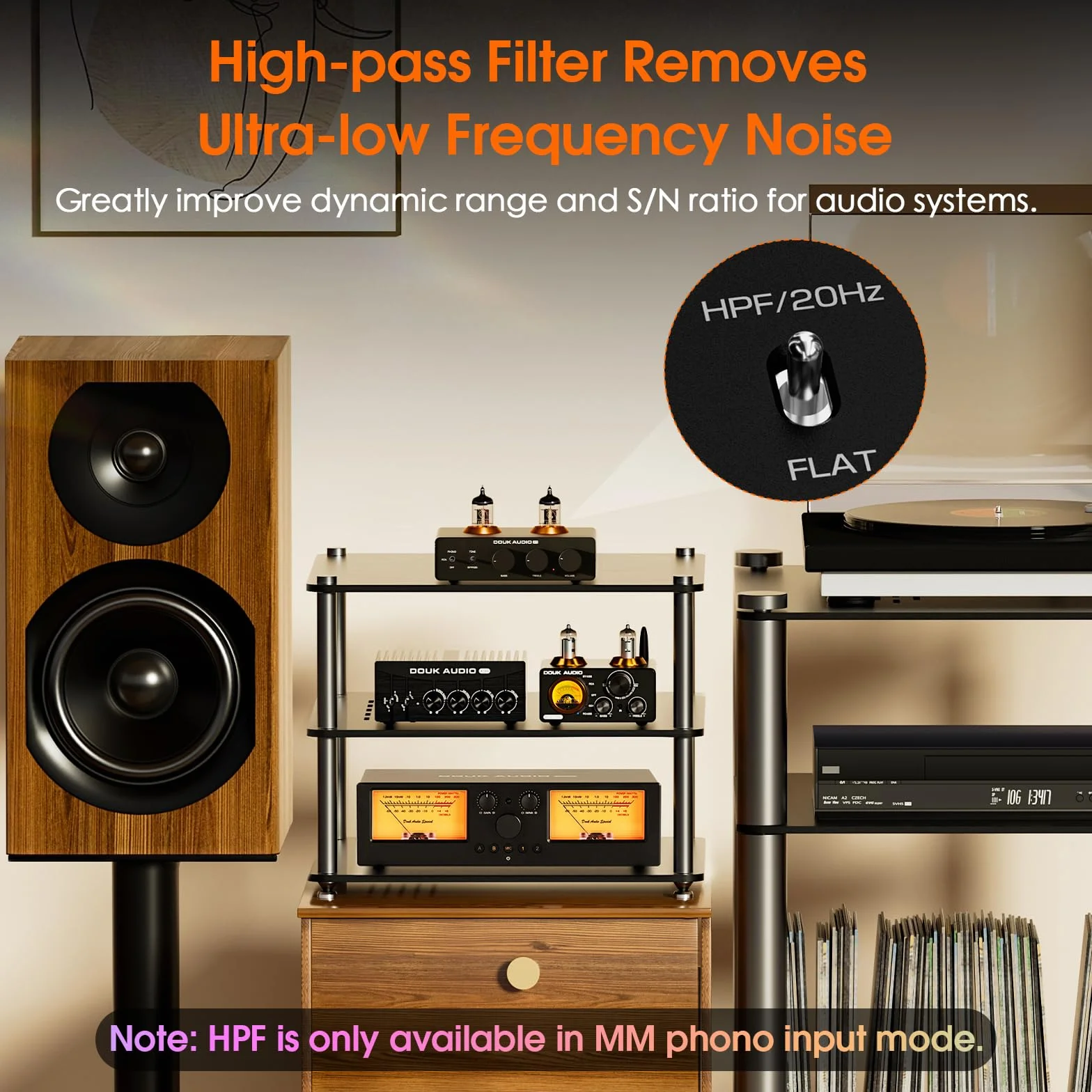 Douk Audio P7 przedwzmacniacz phono ECC83 lampowy z wyjściem Balanced XLR, filtr HF, regulacja basu