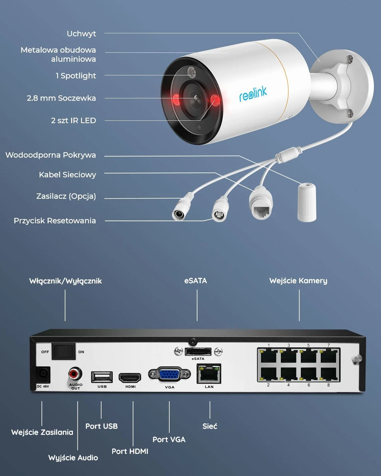 Reolink 12MP System kamer CCTV PoE, 4szt 12MP H.265 Kamery zewnętrzne kuloodporne, detekcja osób/pojazdów, 2-kierunkowa komunikacja, oświetlenie, 8CH NVR z 2TB HDD, nagrywanie 24/7, RLK8-1200B4-A