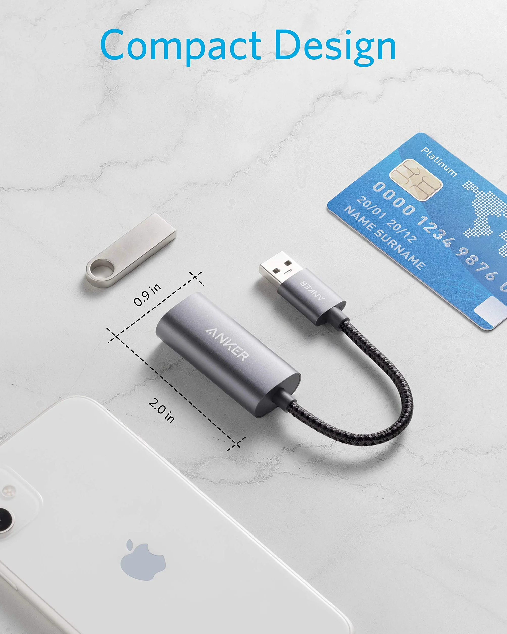 Anker PowerExpand USB 3.0 na Gigabit Ethernet adapter aluminiowy do MacBook