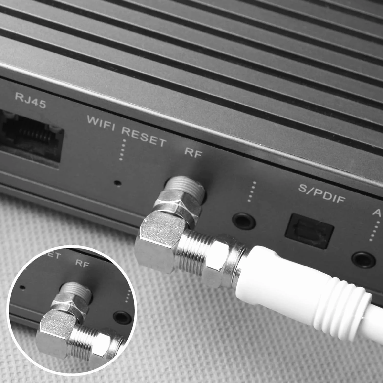 Powice 4 sztuki wtyków kątowych do telewizji satelitarnej, 90 stopni, wtyczka F, wtyczka antenowa, wtyczka kątowa do kabla satelitarnego, adapter do kątowania, złącze F pozłacane
