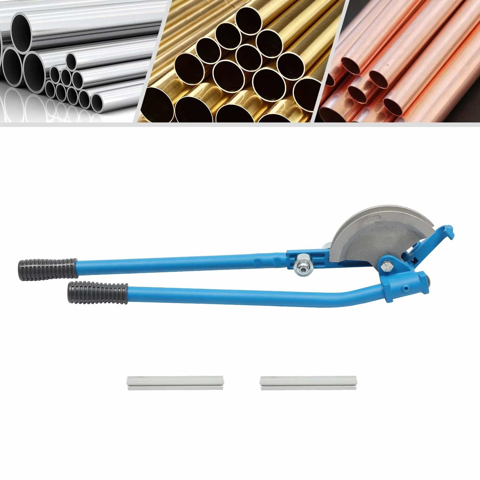Ręczna giętarka do rur ze stopu aluminium giętarka do rur ręczna szczypce do giętarki aluminium z prętami niebieski do giętarki rur miedzianych rur aluminiowych średnica rury 15 mm / 22 mm 0-90°