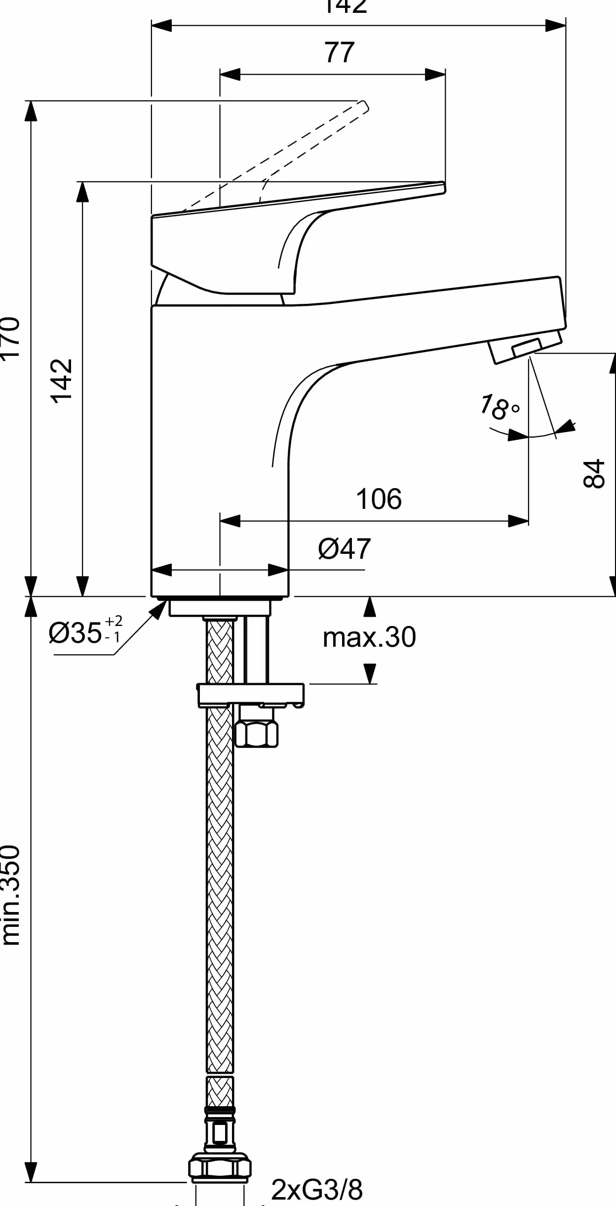 Ideal Standard Cerabase jednouchwytowa bateria umywalkowa, stała wylewka, chromowana