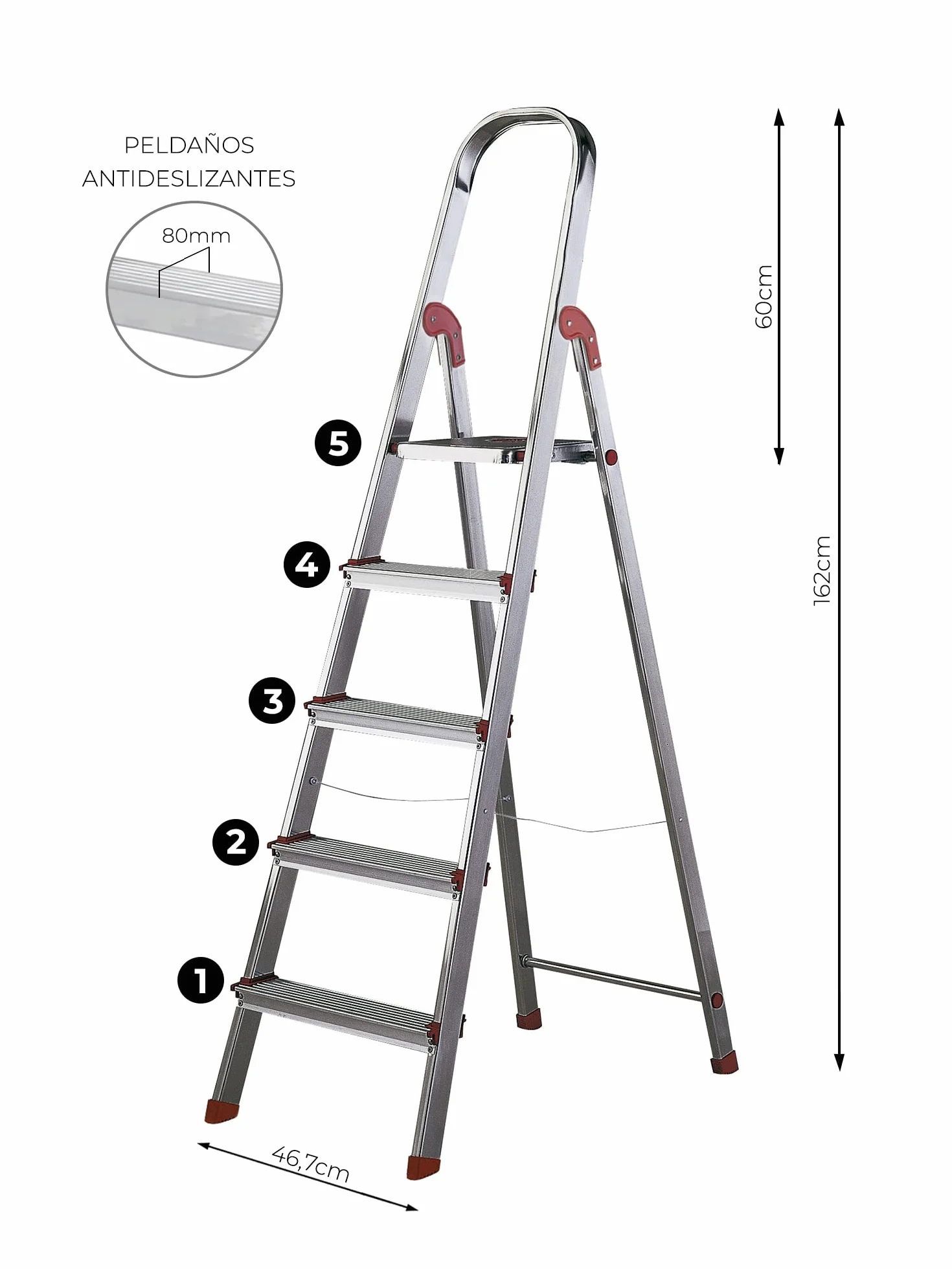 Drabina aluminiowa z 5 stopniami