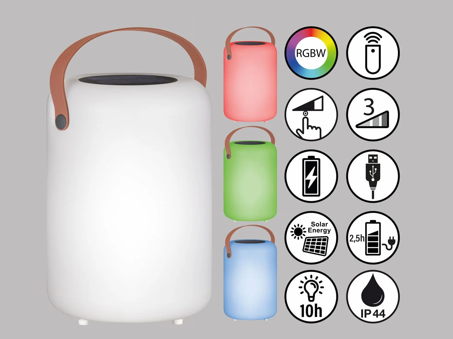 Zestaw 2 lamp solarnych do użytku na zewnątrz, z pilotem zdalnego sterowania i RGB LED – 20 cm