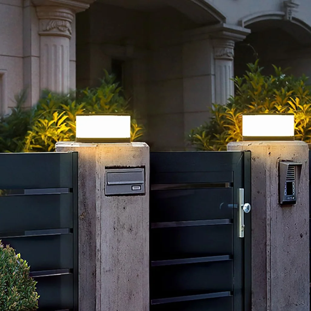Oświetlenie zewnętrzne z okrągłą latarnią słoneczną nowoczesna oprawa oświetleniowa kolumna odporna na rdzę wodoodporne lampy solarne latarnia, matowe czarne