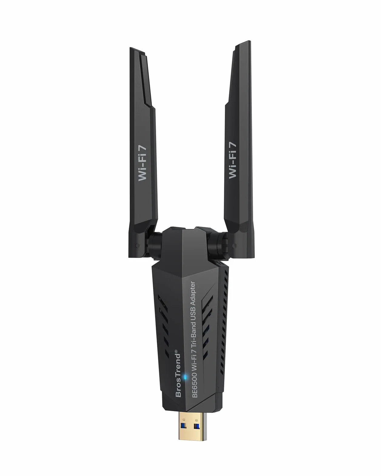 BrosTrend BE6500 USB WiFi 7 Adapter, trójpasmowy 6 GHz + 5 GHz + 2,4 GHz, niskie opóźnienie, antena Wi-Fi dla Windows 11/10