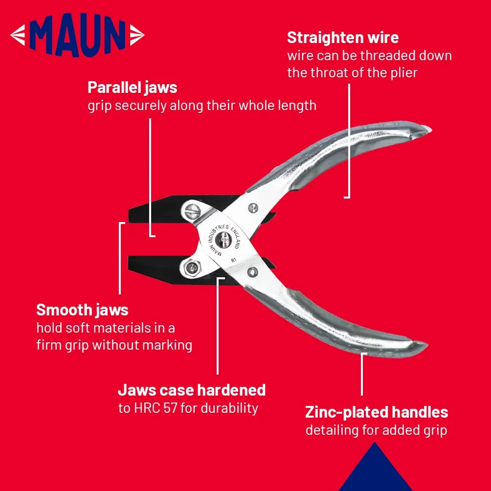 Maun 4870-140 gładkie szczęki płaskie szczypce równoległe 140 mm | gładkie równoległe szczęki dla mocnego chwytu bez uszkodzeń, otwarte gardło do trzymania drutu i pręta | profesjonalna jakość