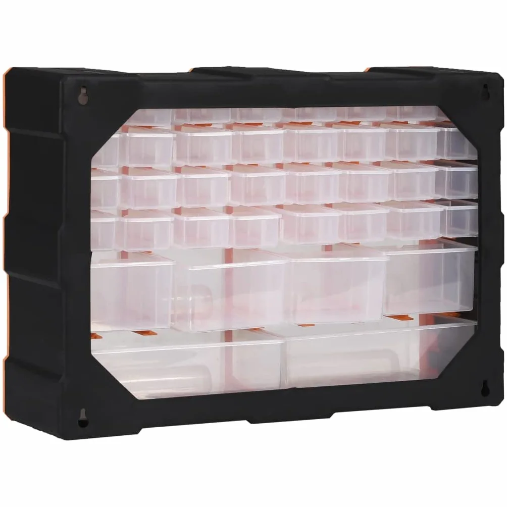 Wielofunkcyjny organizer do szuflad z 38 szufladami, skrzynka narzędziowa z polipropylenu (PP), 52 x 16 x 37,5 cm, kieszeń na małe części do warsztatu, garażu, do przechowywania narzędzi