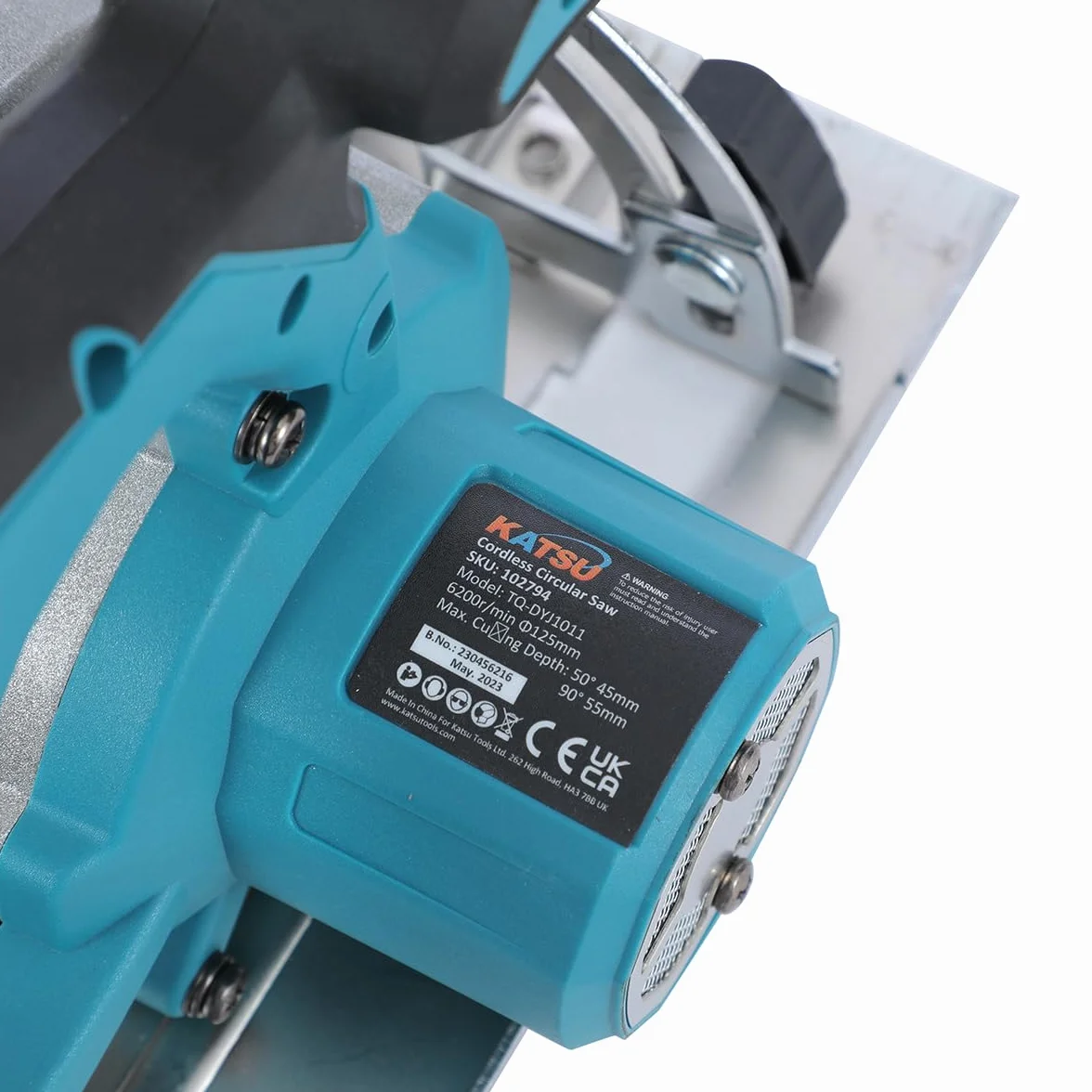 KATSU FIT-BAT 21V, elektryczna piła tarczowa 5" z silnikiem bezszczotkowym, 13000RPM, głębokość cięcia 30 mm, ostrze tnące 125 mm w zestawie, bez akumulatora 102794