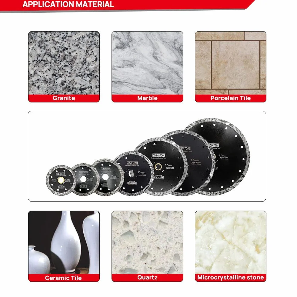 DT-DIATOOL Ostrze do piły diamentowej 5 szt. 4,5 cala / 115 mm tarcza do cięcia z siatką turbo do płytek porcelanowych marmur ceramiczny granit