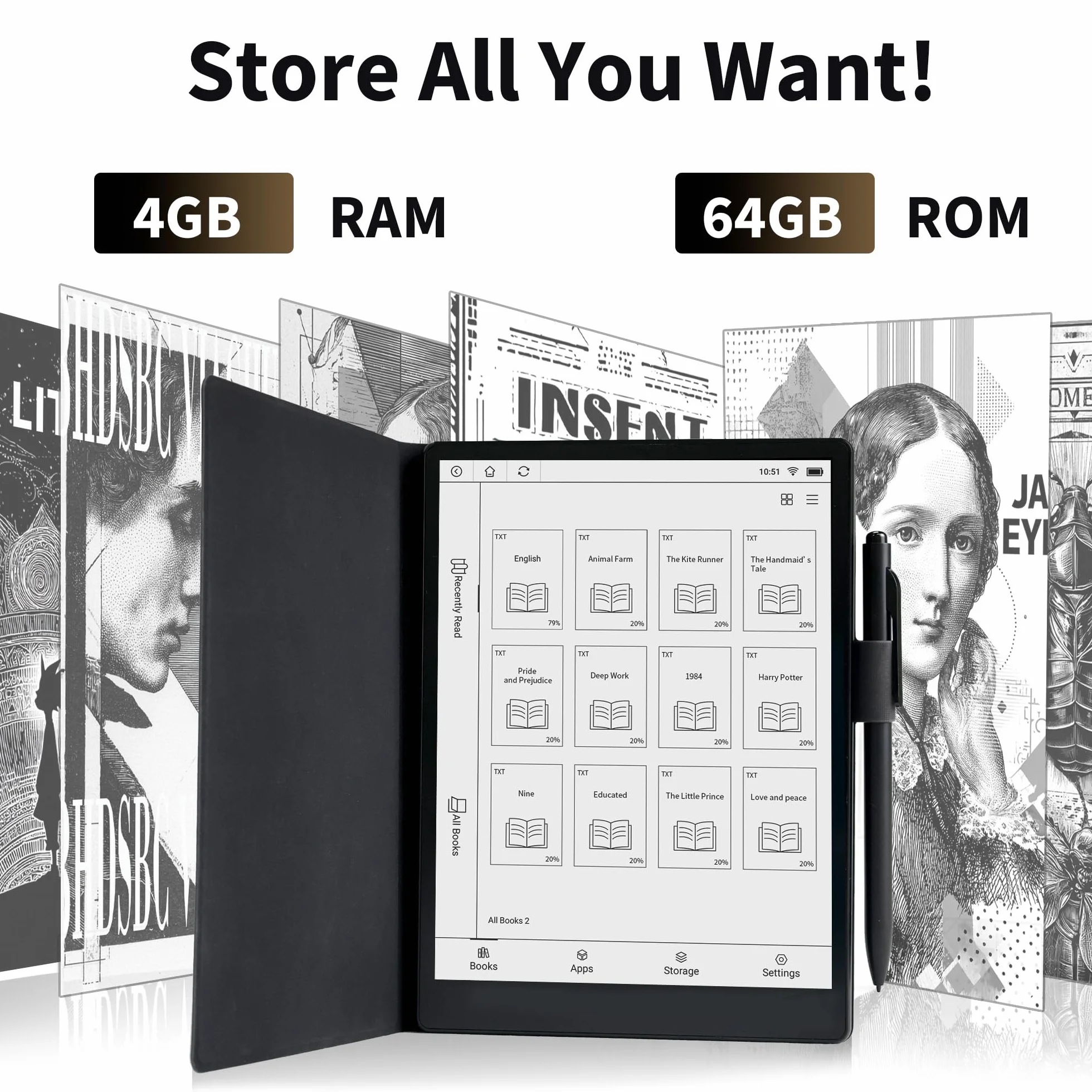 Veidoo Czytnik e-booków 8,2 cala E-Ink 64 GB ROM 1440 × 1920 IPS 292 PPI SMARTlight WiFi Android