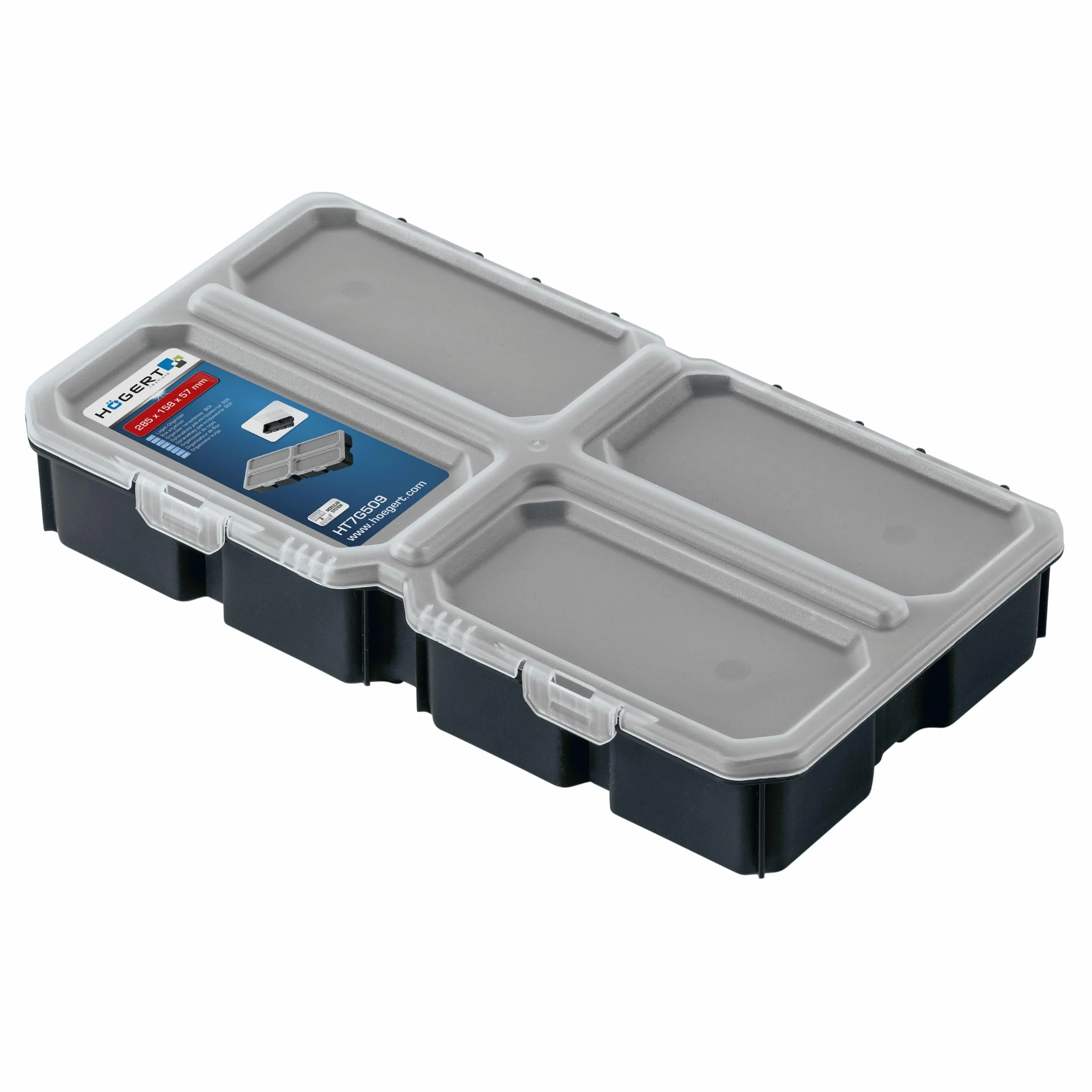 Högert Technik - HT7G509 organizer na narzędzia, mleczna pokrywa z wytrzymałego tworzywa sztucznego, dodatkowe miejsce na narzędzia i przedmioty, praktyczny i pojemny, modułowa konstrukcja