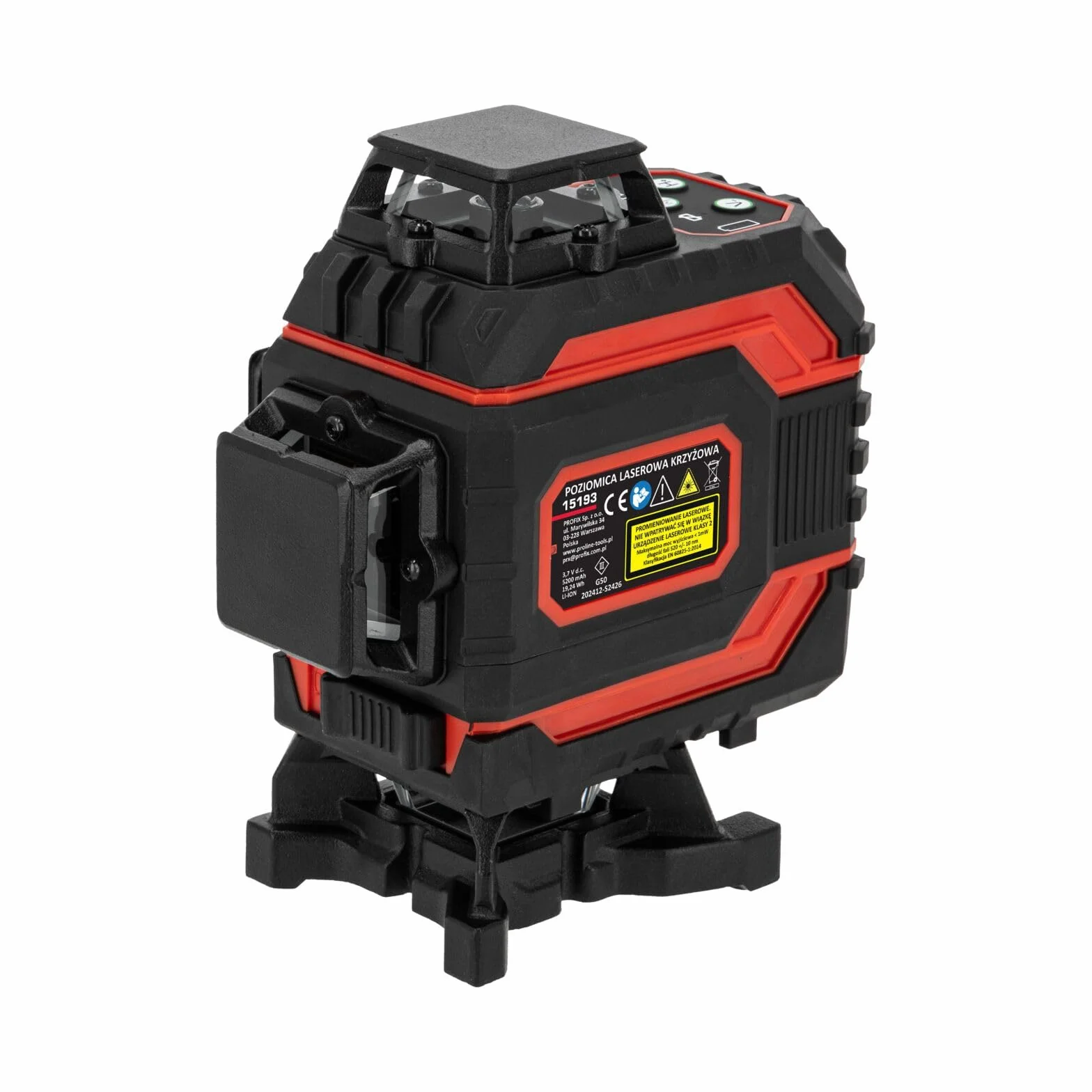 PROLINE Poziomnica laserowa 15193 25 m zielona 4D, 1.5 mm/5 m, IP54, CE, Li-Ion