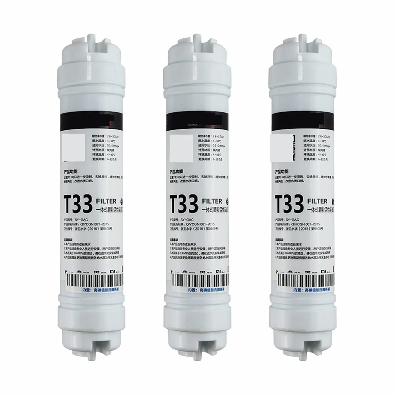 Filtr Wody, Wkład filtra wody T33, węgiel aktywny z łupin orzecha kokosowego, uniwersalna wymiana filtra wody. Akcesoria do systemu filtrów wody(3PCS)