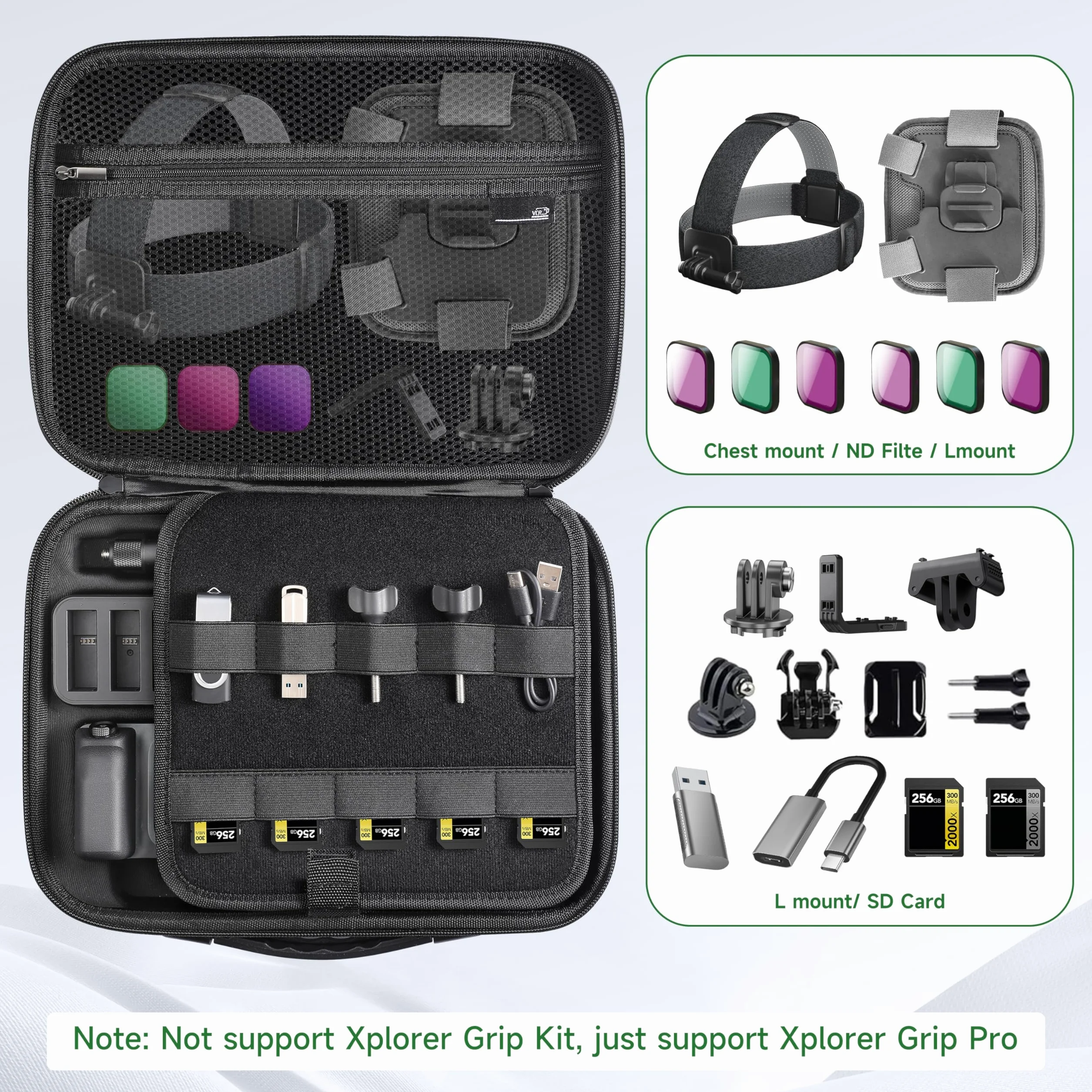 Etui na Insta360 ACE Pro/Ace Pro 2 Xplorer Grip Pro Flash Print Bundle Case Hard Storage torba podróżna rozszerzenie klatka statyw 2 w 1 114 cm kijek do selfie