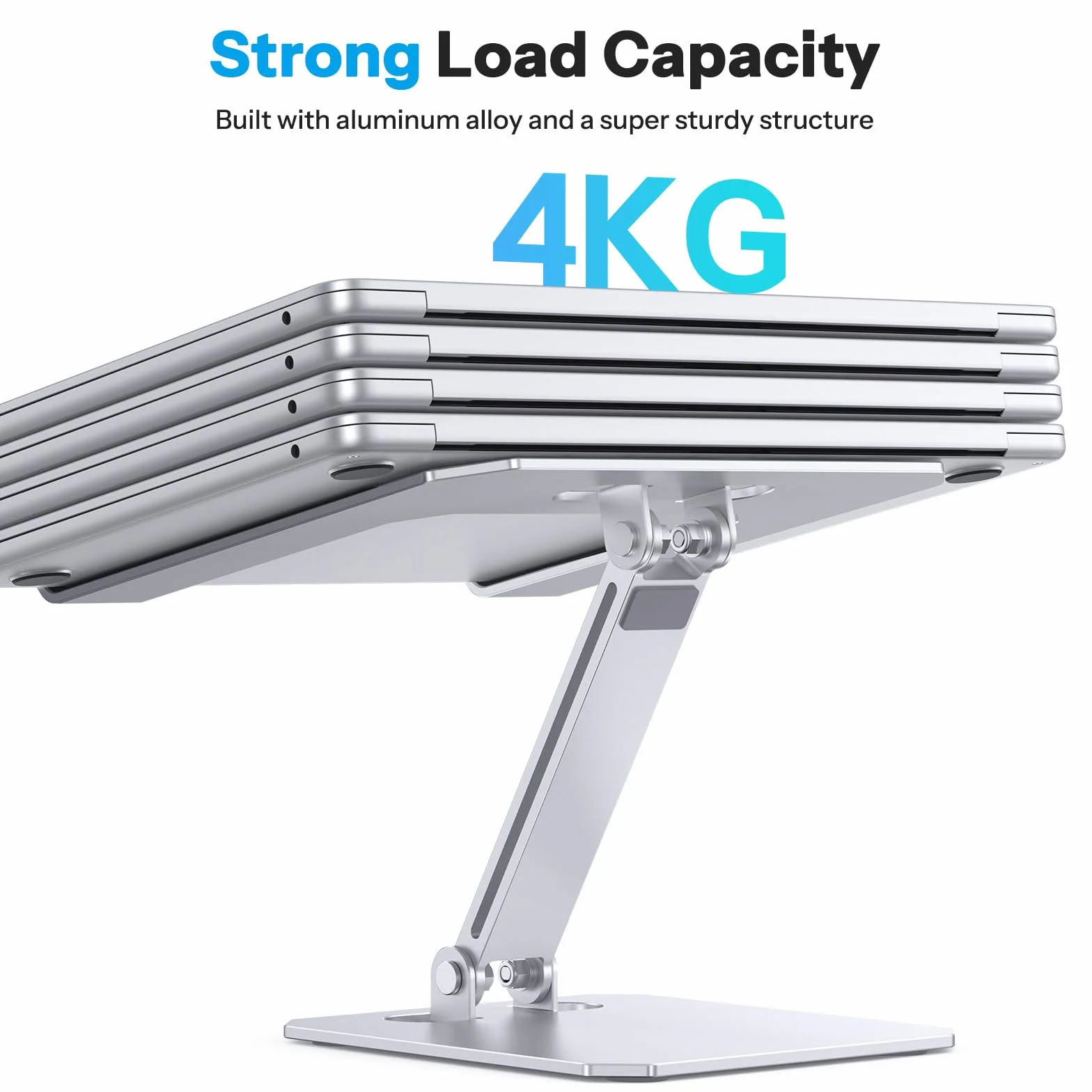 OMOTON Regulowany stojak na laptopa aluminiowy składany z gniazdem ciepła kompatybilny MacBook Air Pro 10-16" srebrny