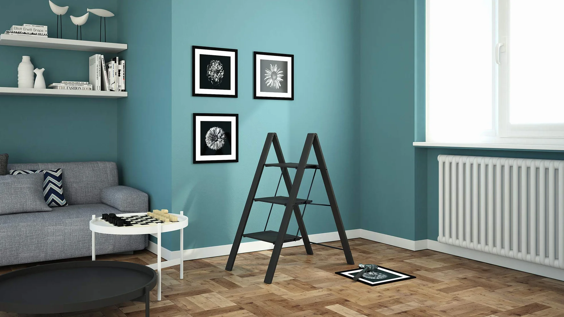 Anodowane aluminiowe stepy Stool Leonardo 3 Black