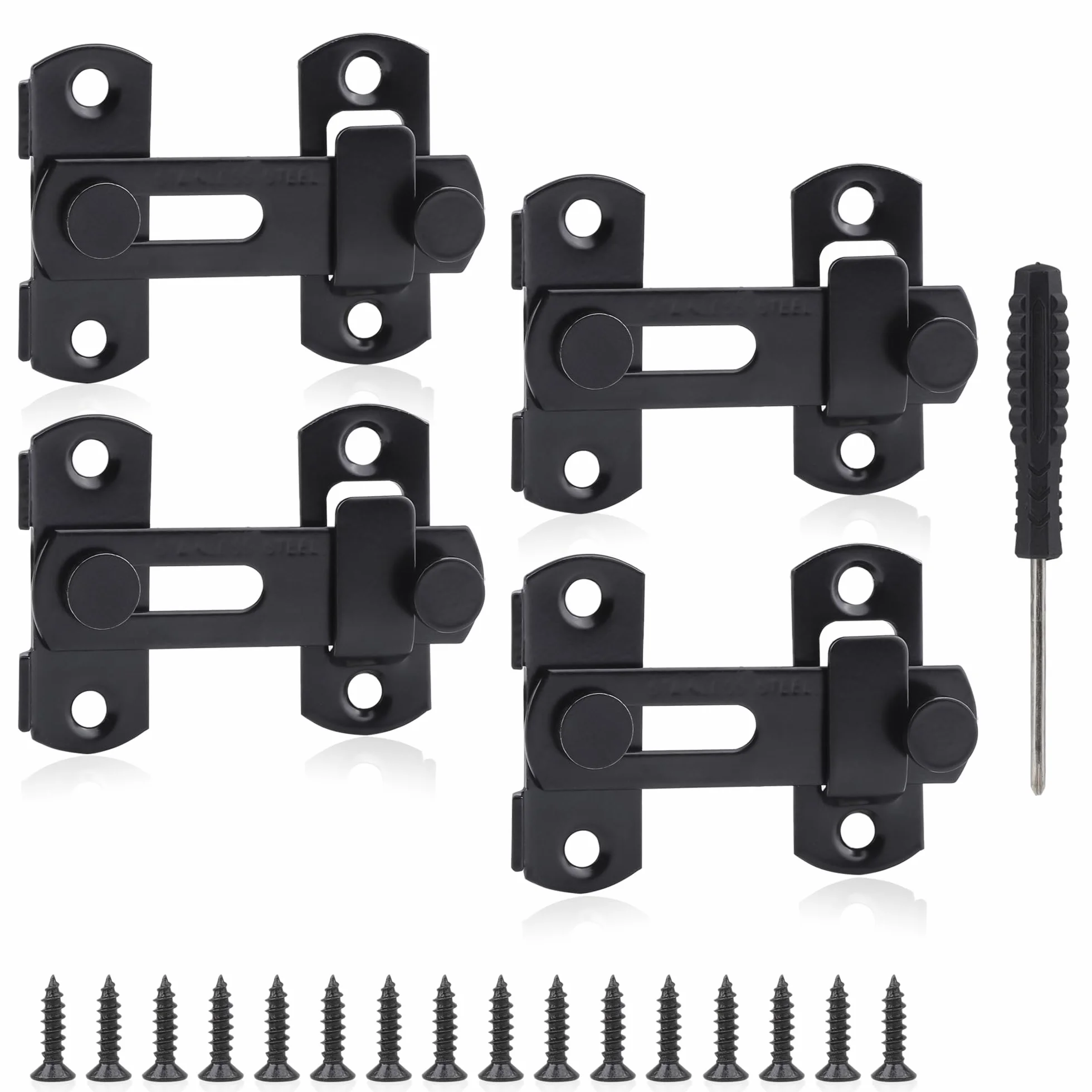 YSDMY rygiel ze stali szlachetnej 4 sztuki zamki do drzwi rygiel zamek czarny rygiel do drzwi 7,6 cm rygiel ze stali szlachetnej do drzwi, okien, ogrodów, łazienek, szaf