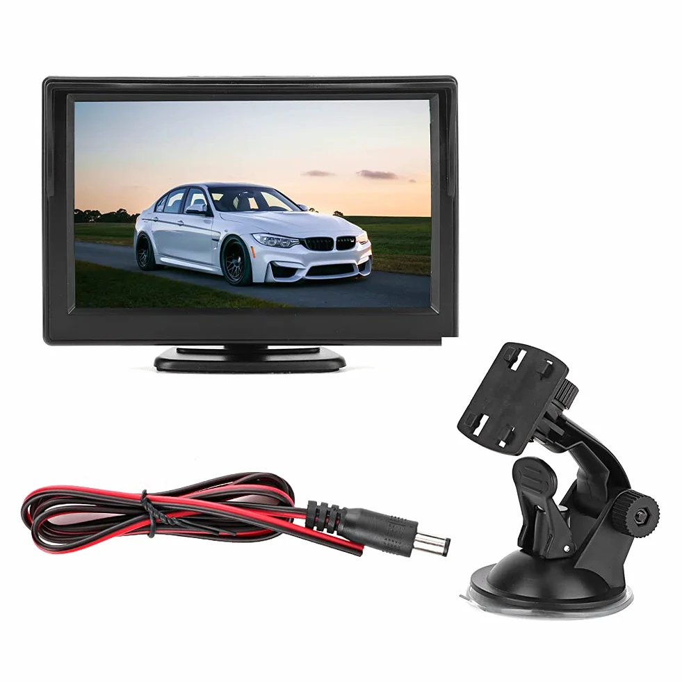 Samochodowy Monitor HD TFT LCD 5-calowy 2-kanałowy Odtwarzacz Wideo AV do Kamery Cofania