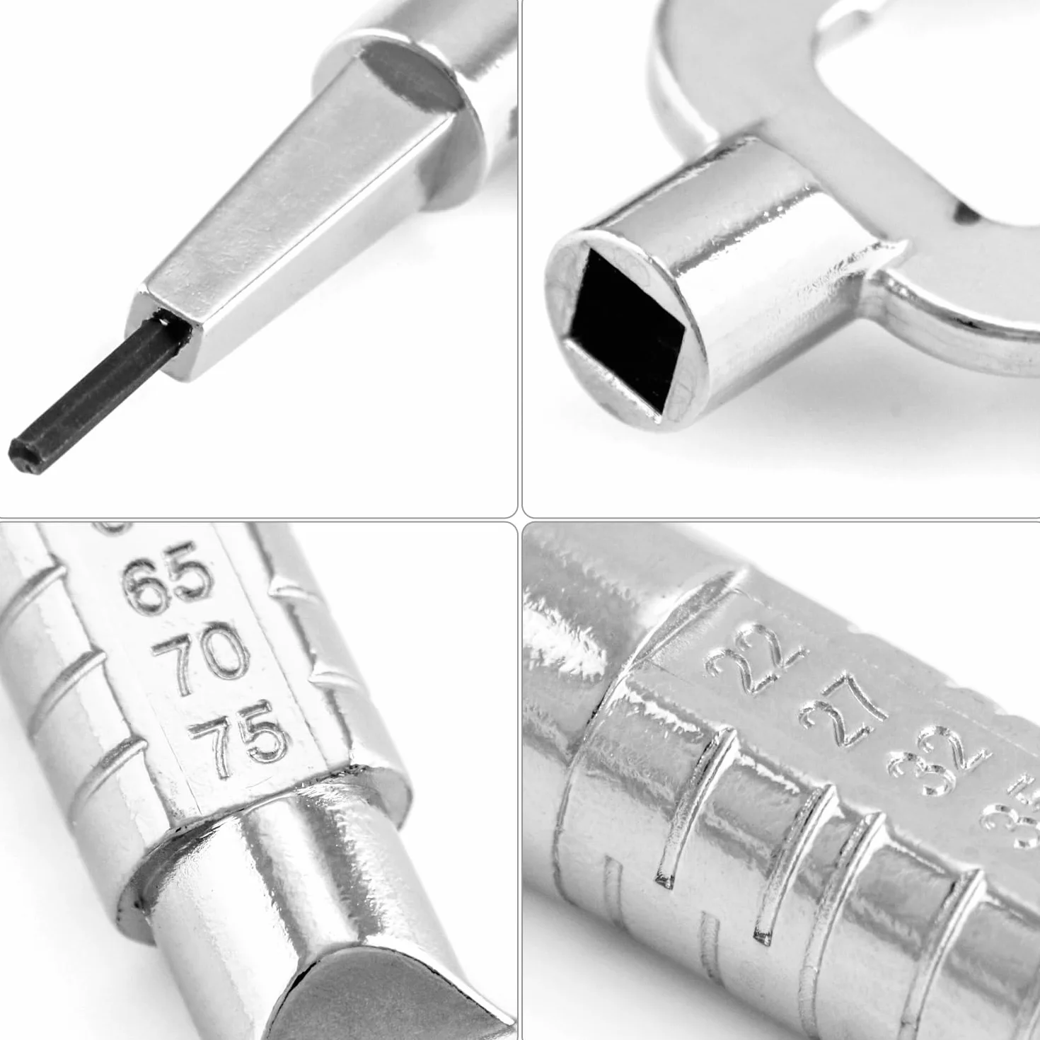 QWORK® 2 sztuki uniwersalnych kluczy budowlanych, kluczy architektonicznych, z miarką cylindryczną, klucz do szafy sterowniczej, stop cynku