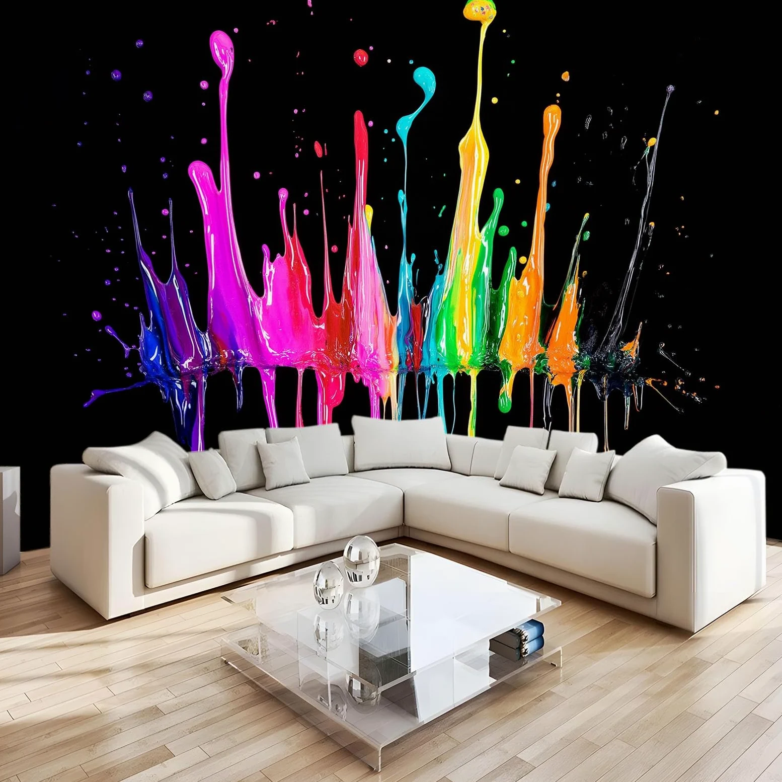 Fototapeta z efektem 3D, kreatywna tapeta z efektem 3D, czarna tapeta 350 x 256 cm, tapeta z włókniny, nowoczesna tapeta ścienna, salon, sypialnia, pokój dziecięcy, dekoracja ścienna, tapeta z motywem