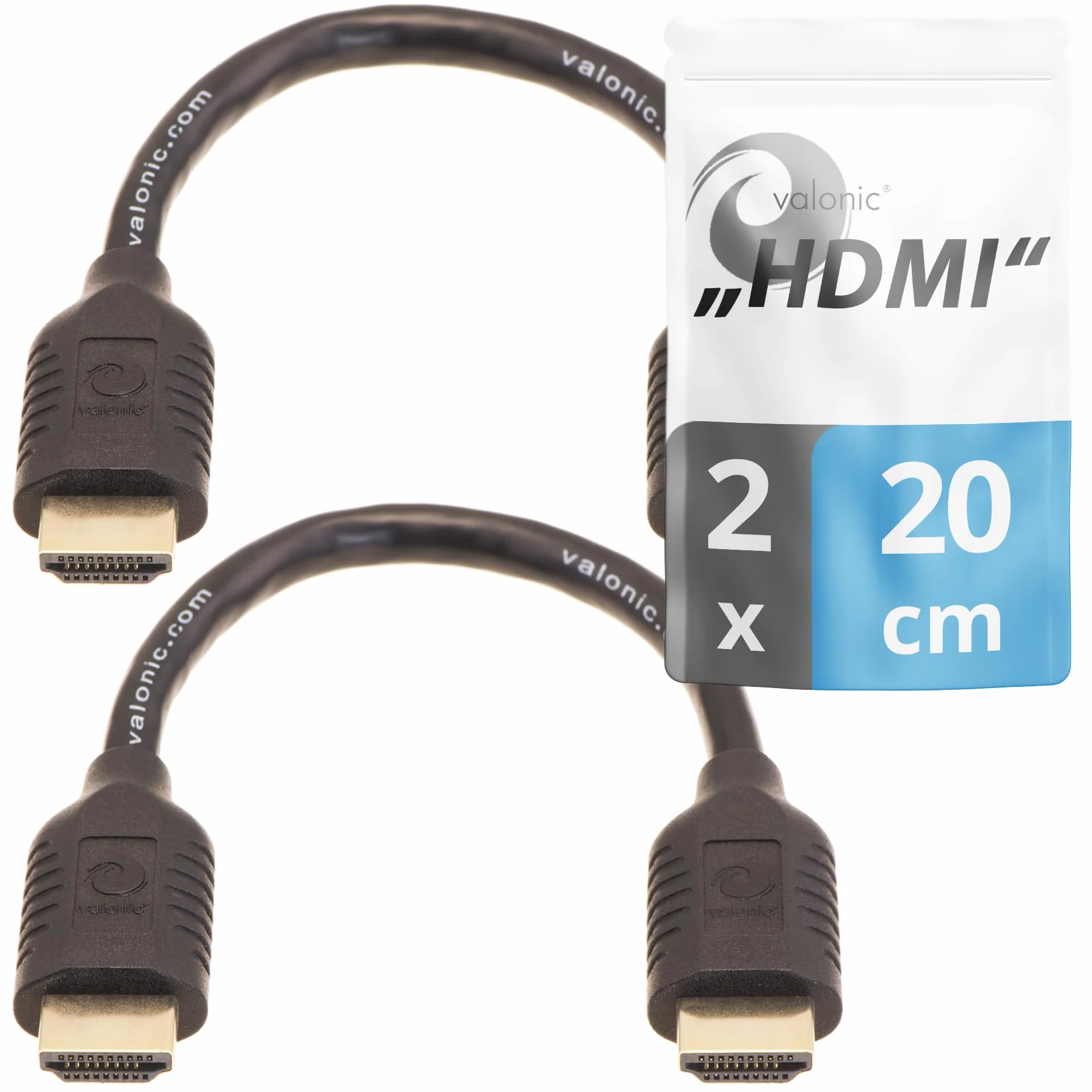 Valonic Kabel HDMI 20 cm 2 szt. 4K ARC UHD Full HD Ethernet Czarny